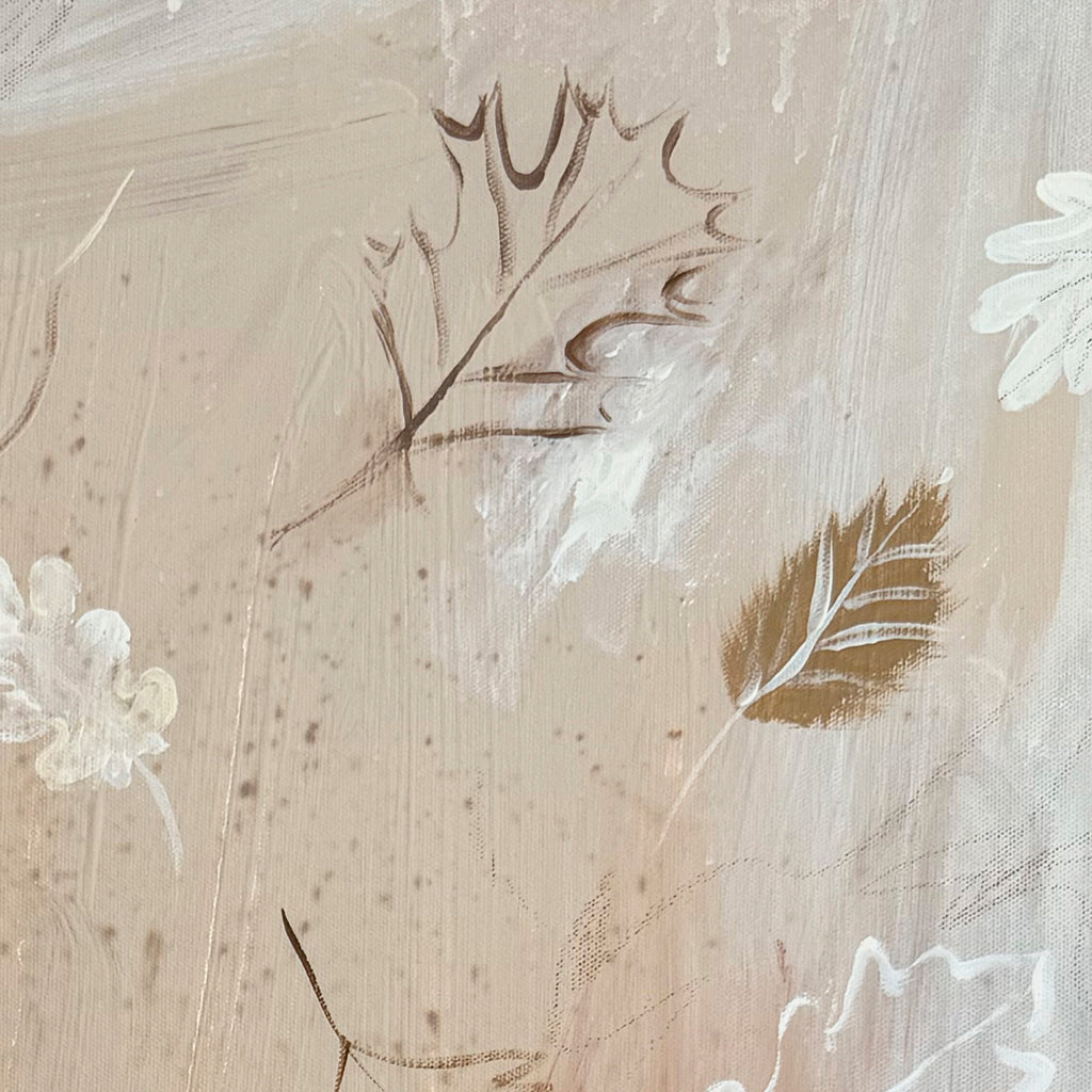 Creamy Leaves Canvas Wall Art