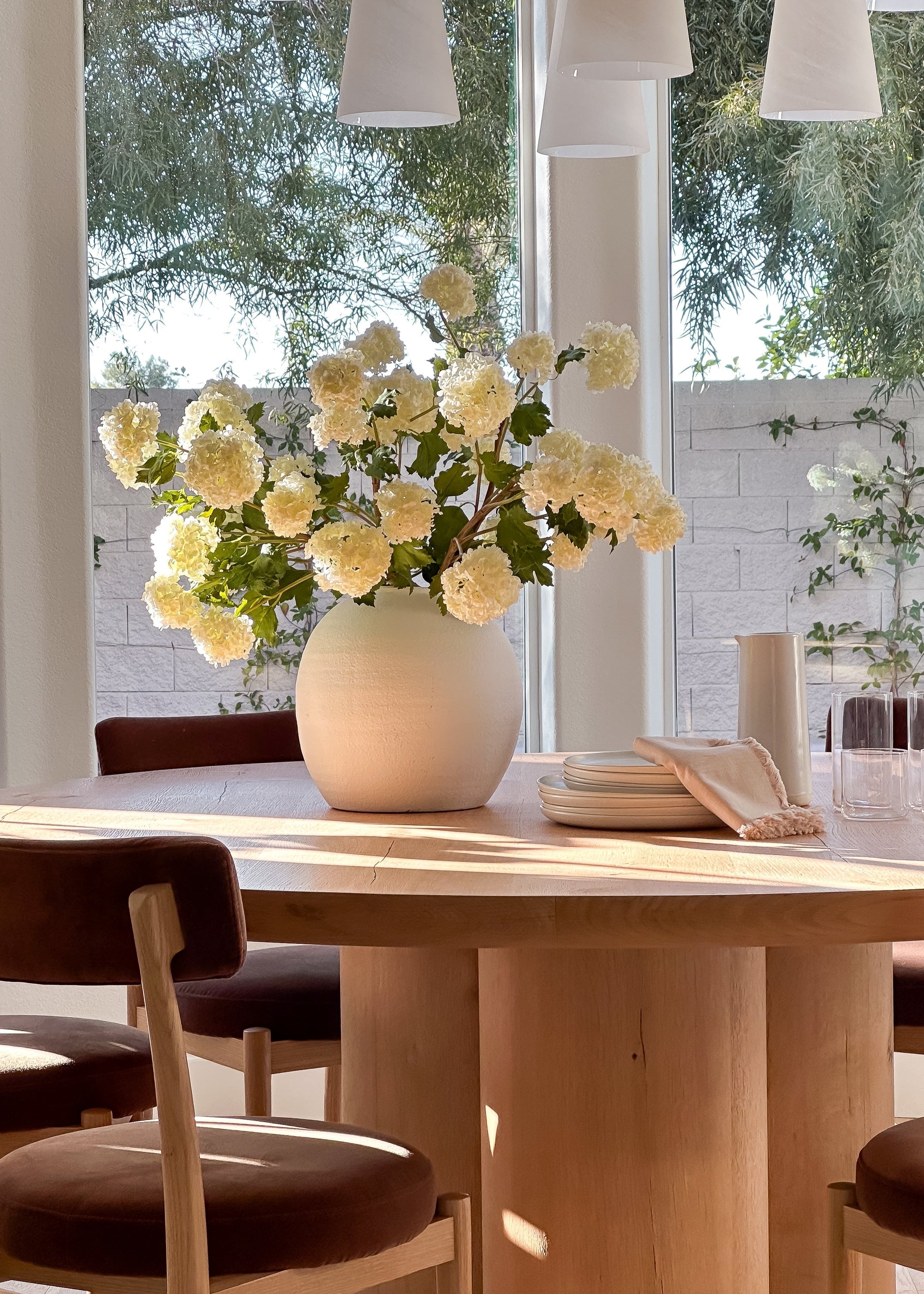 Faux Snowball Hydrangea in Crisp White - 43.5"