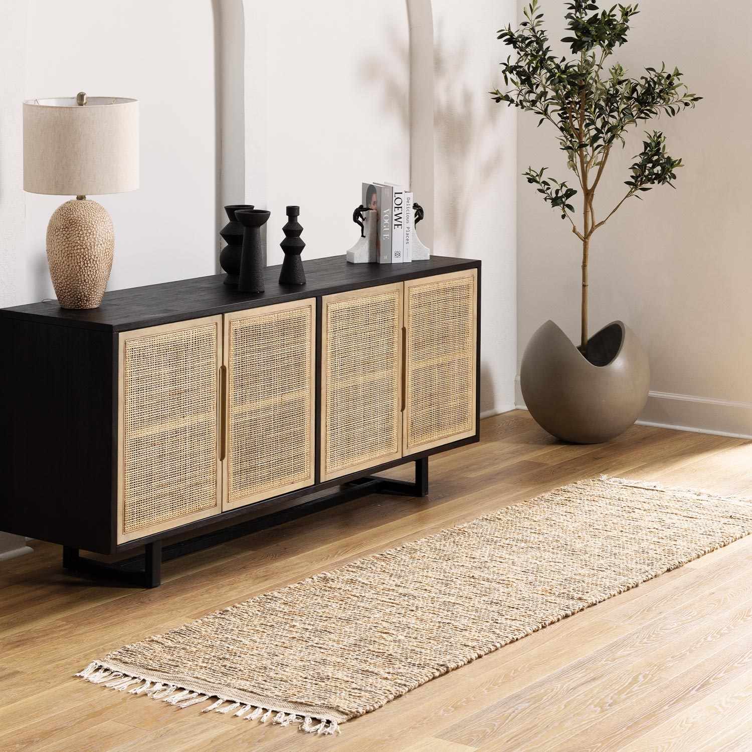 Lonut Checkered Jute Area Rug