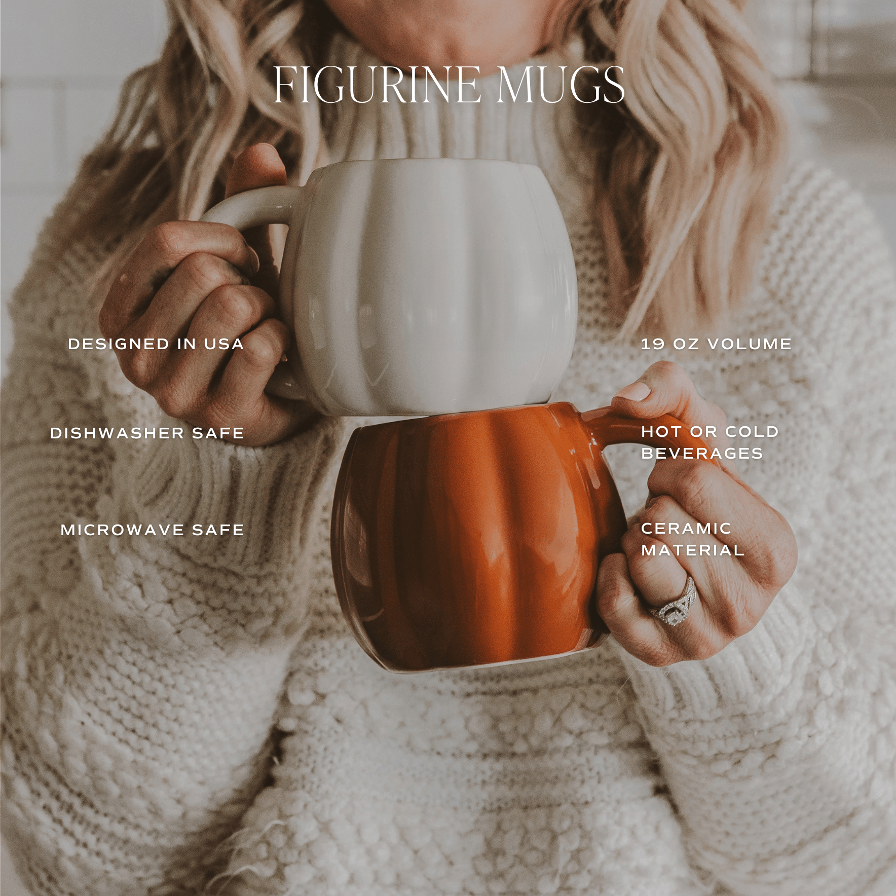 Cream Pumpkin Figurine Coffee Mug (19oz)