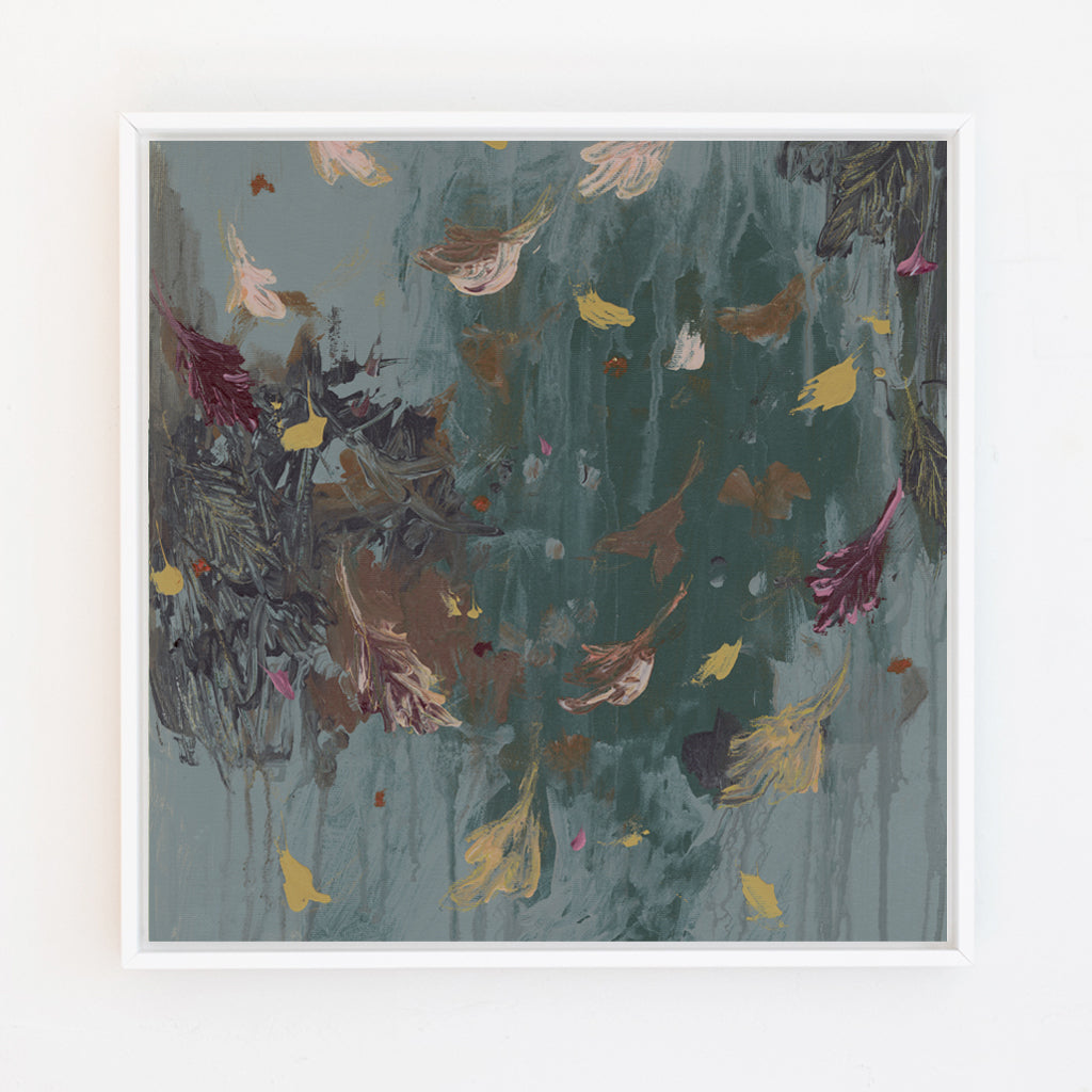 Falling Leaves Textured Canvas Wall Art . Square