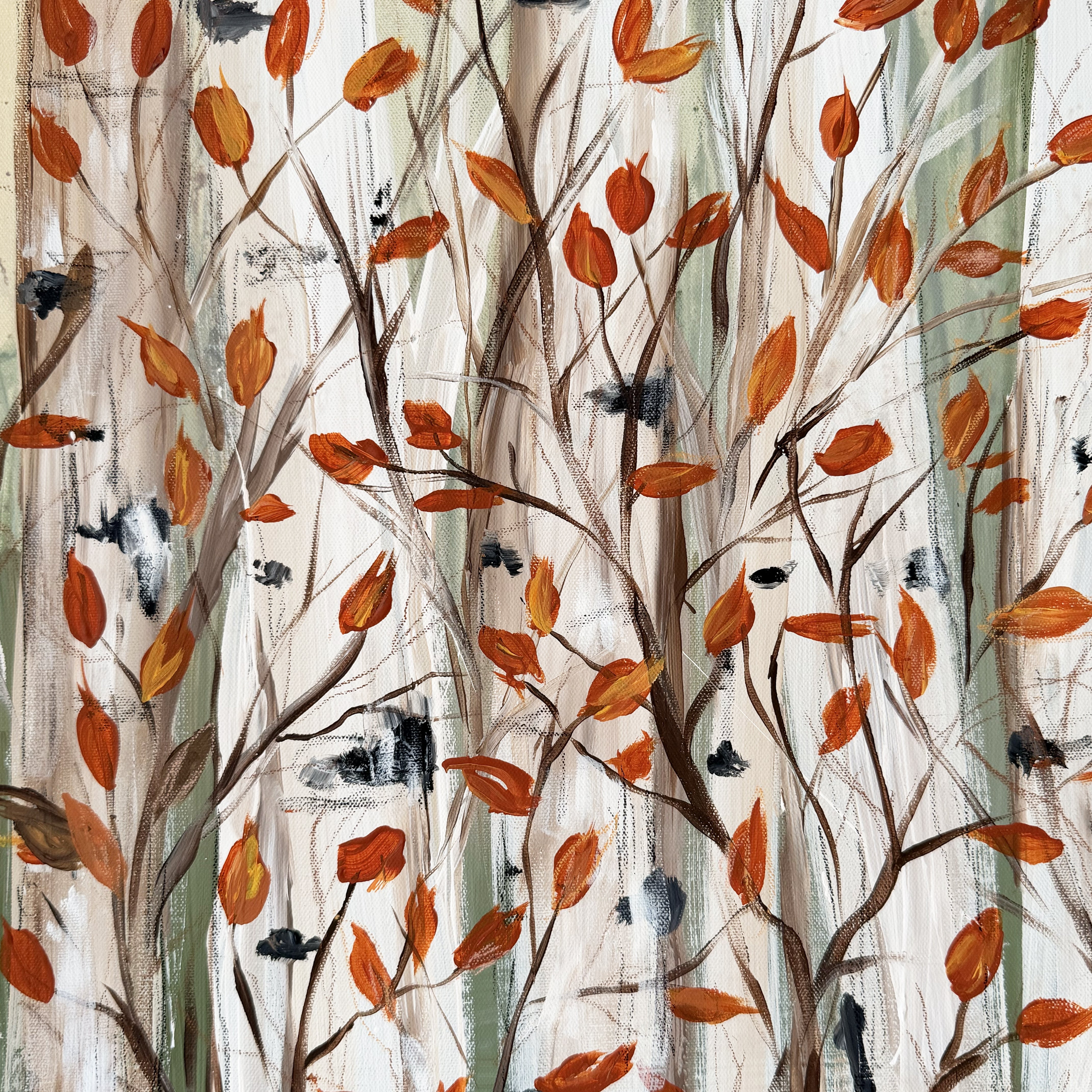 Fiery Birch Canvas Wall Art