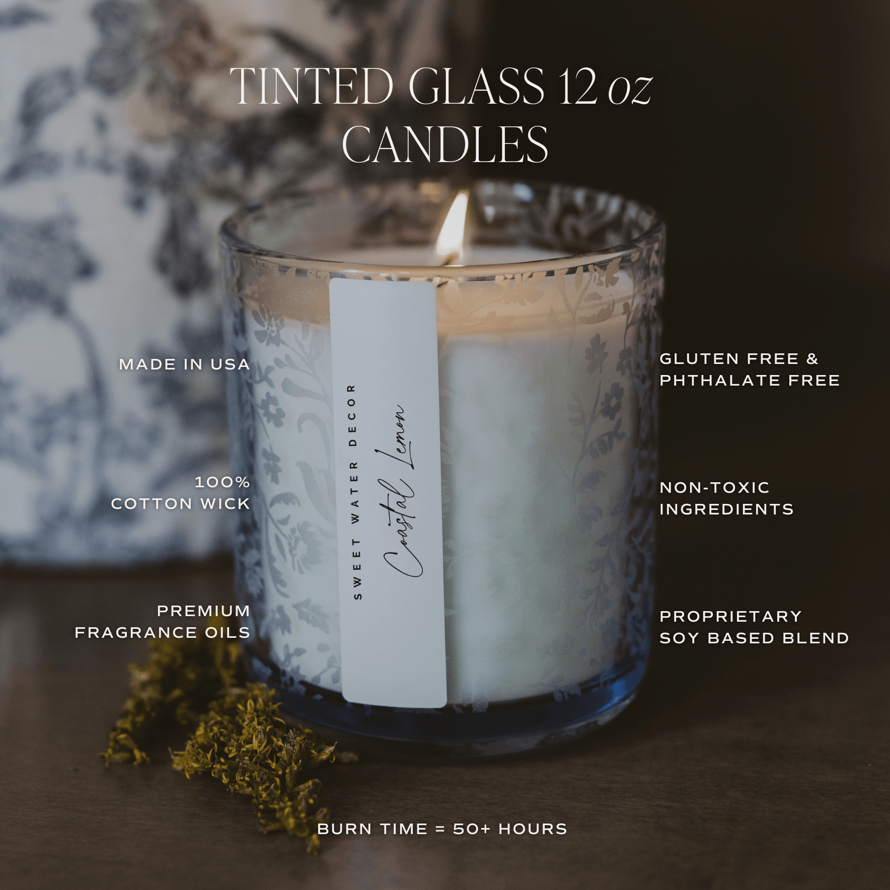 Spa Day Soy Candle (12 oz Blue Tinted Glass Jar)