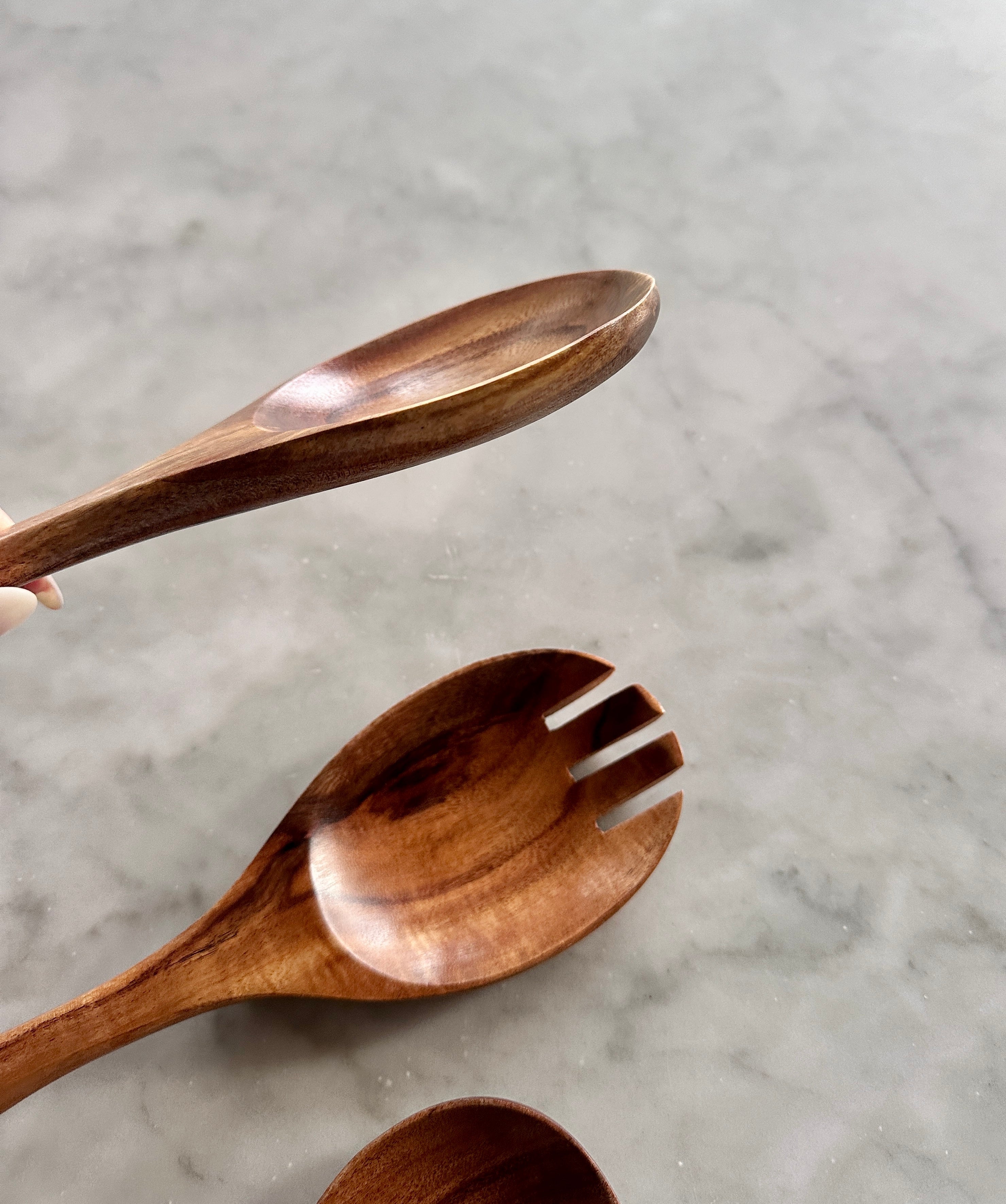 Teak Wooden Salad Spoons, Set of 3