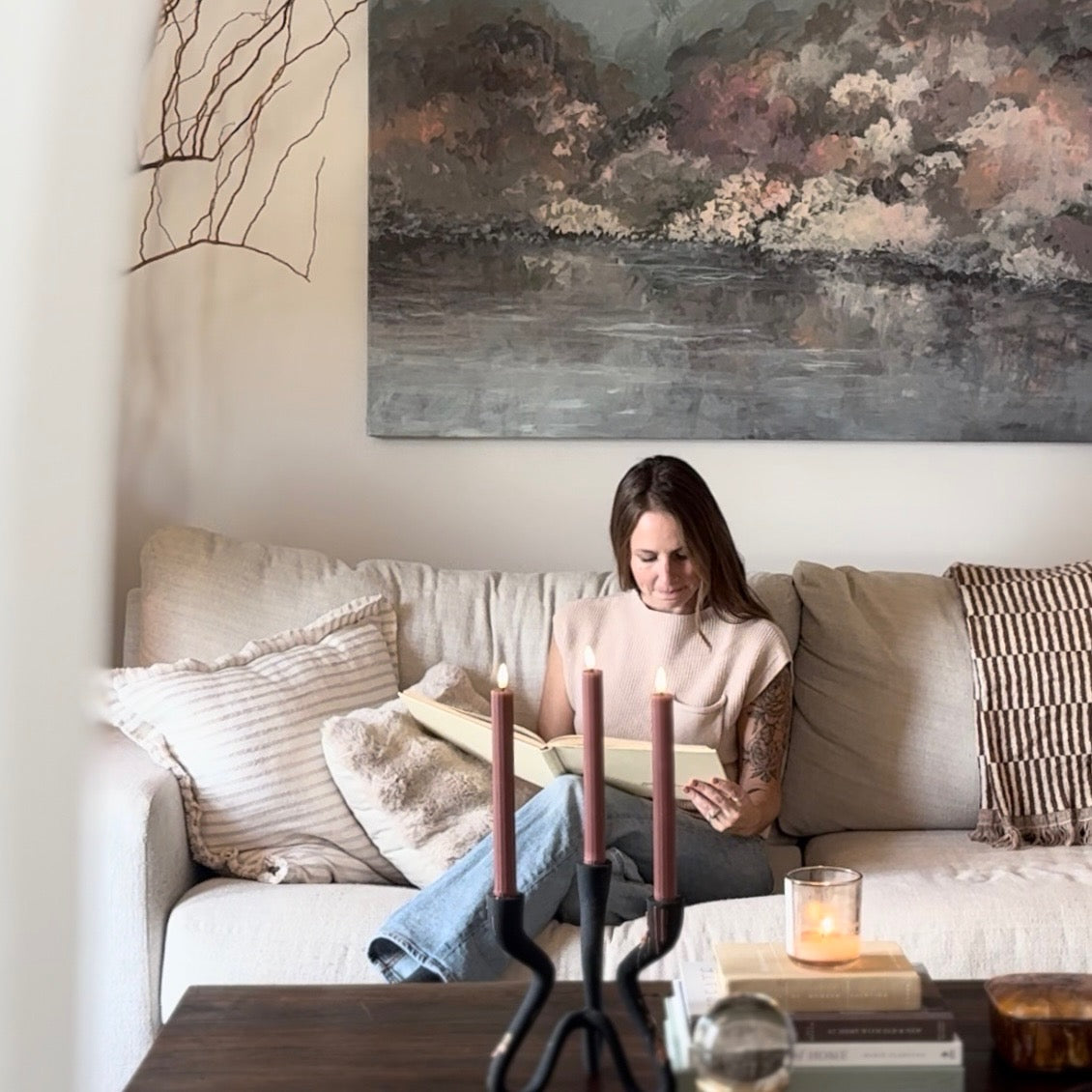 Autumn Shoreline Textured Canvas Wall Art (Rectangle)