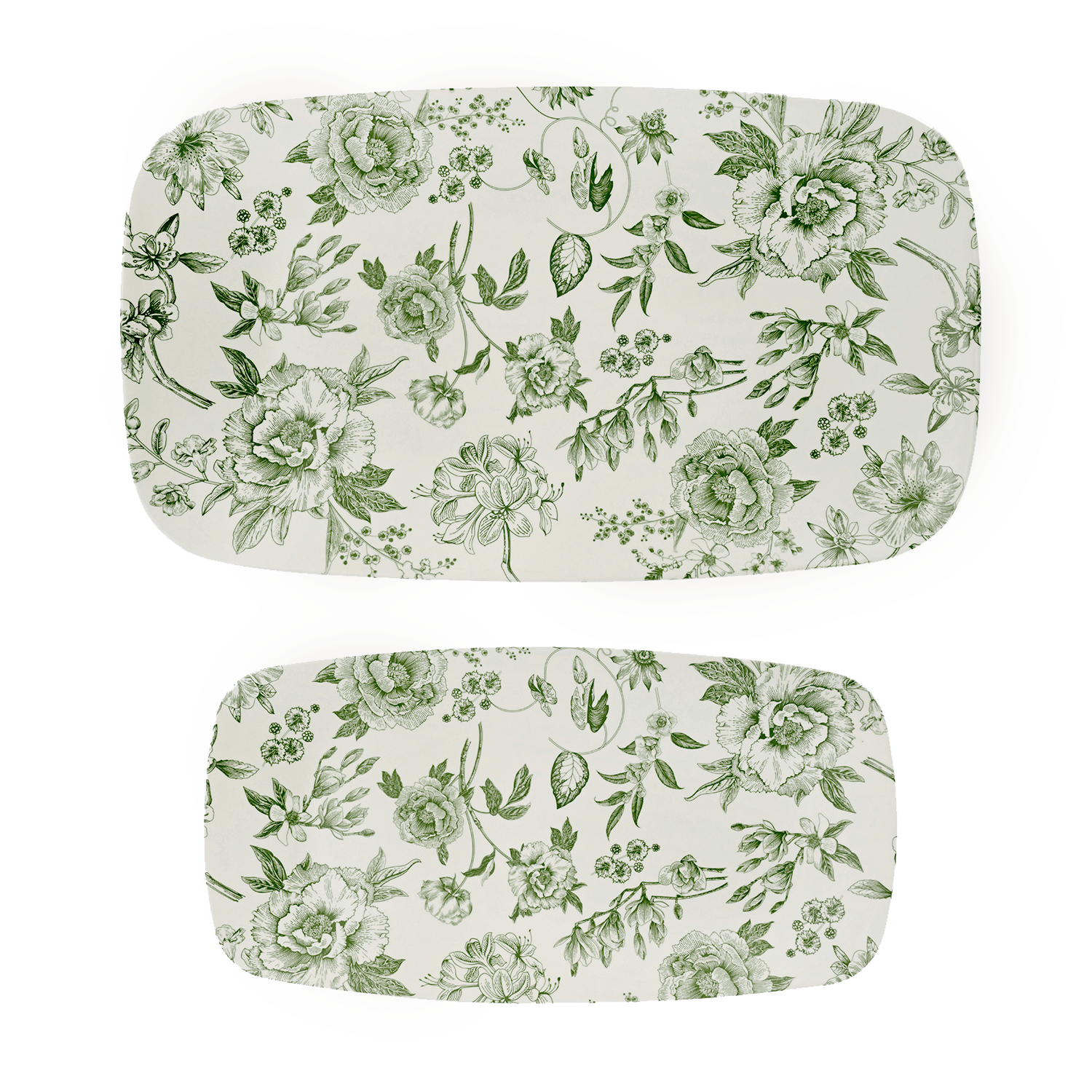 Green Delft Stacking Melamine Tray (set of 2)