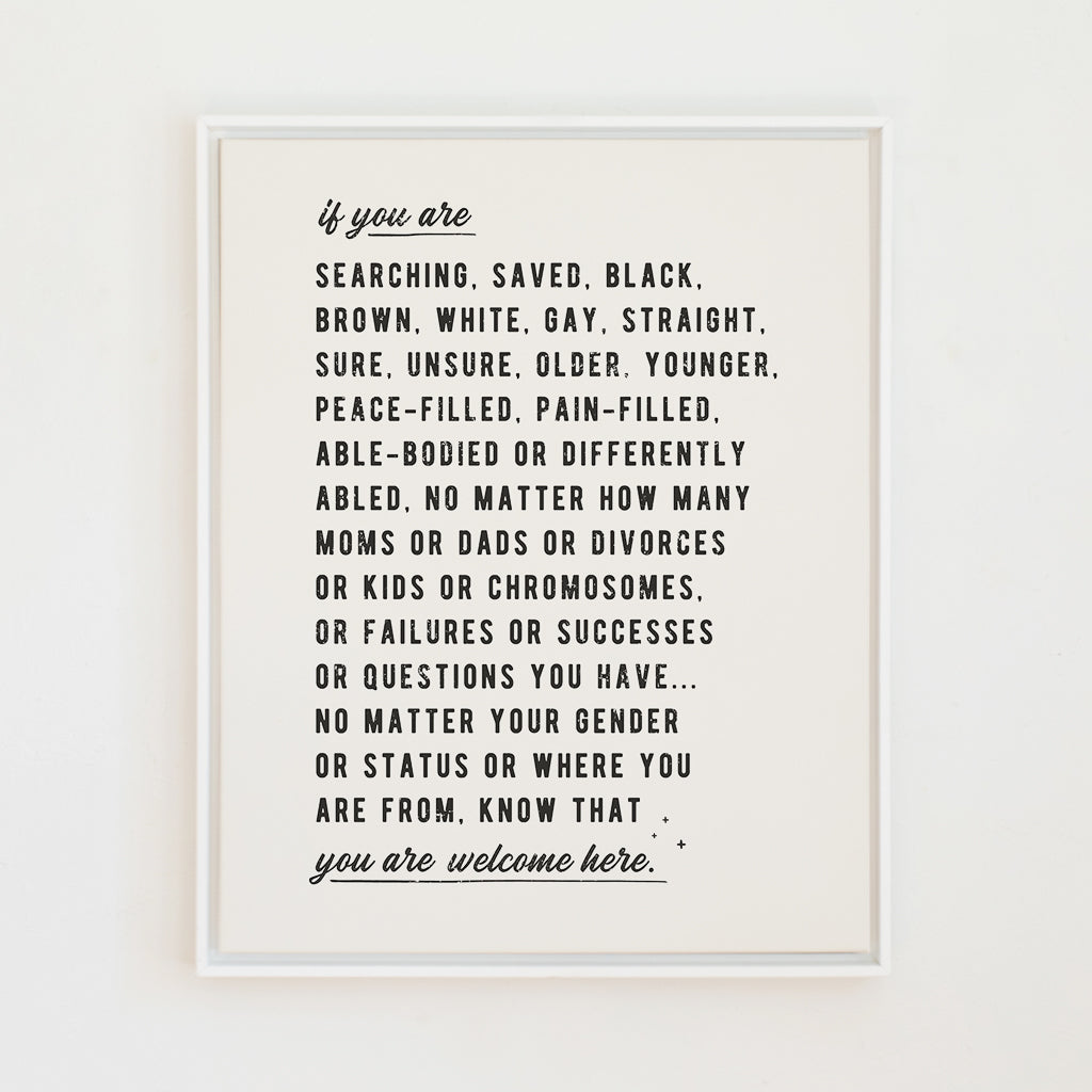 Welcome Here Manifesto in Type | Warm Grey | Canvas