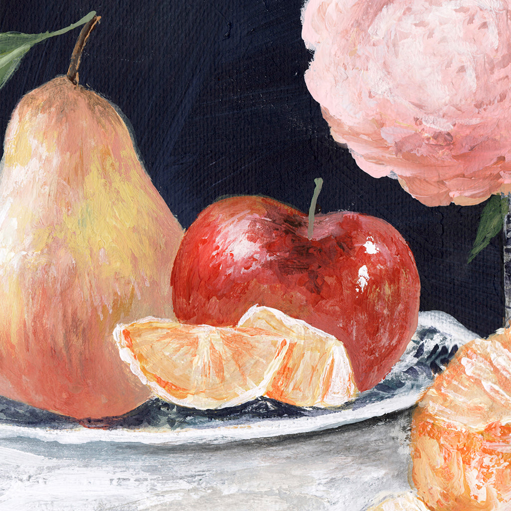 Fruit & Flowers Still Life Canvas Wall Art