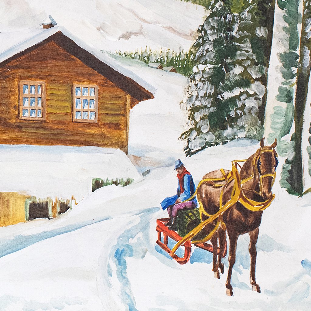 Snowy Cabin | Canvas