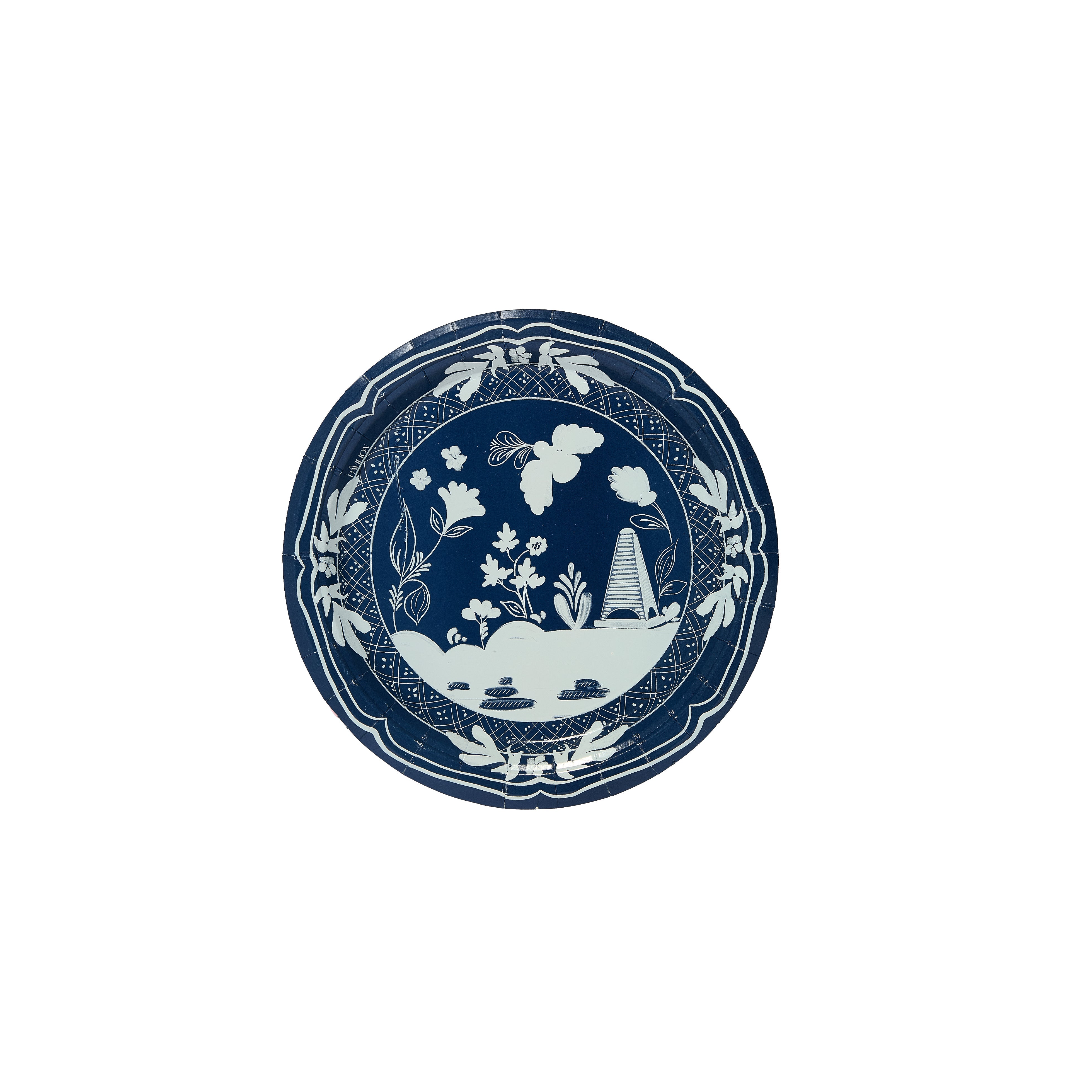 Mini Hors D'oeuvre Navy and Sky Blue Pavilion Beachside Paper Plate - 8 pack