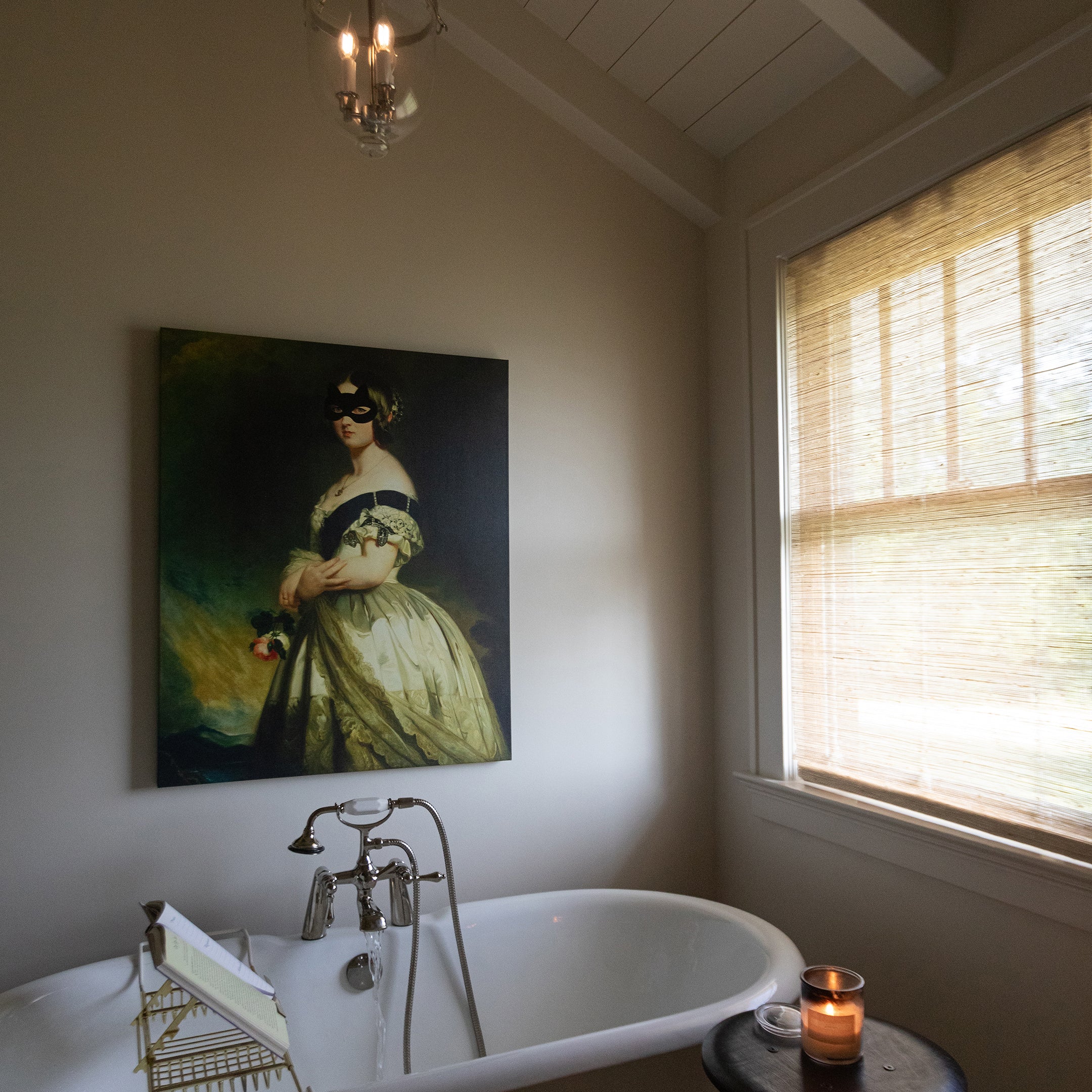 Queen Victoria and Her Cat Mask Canvas Wall Art