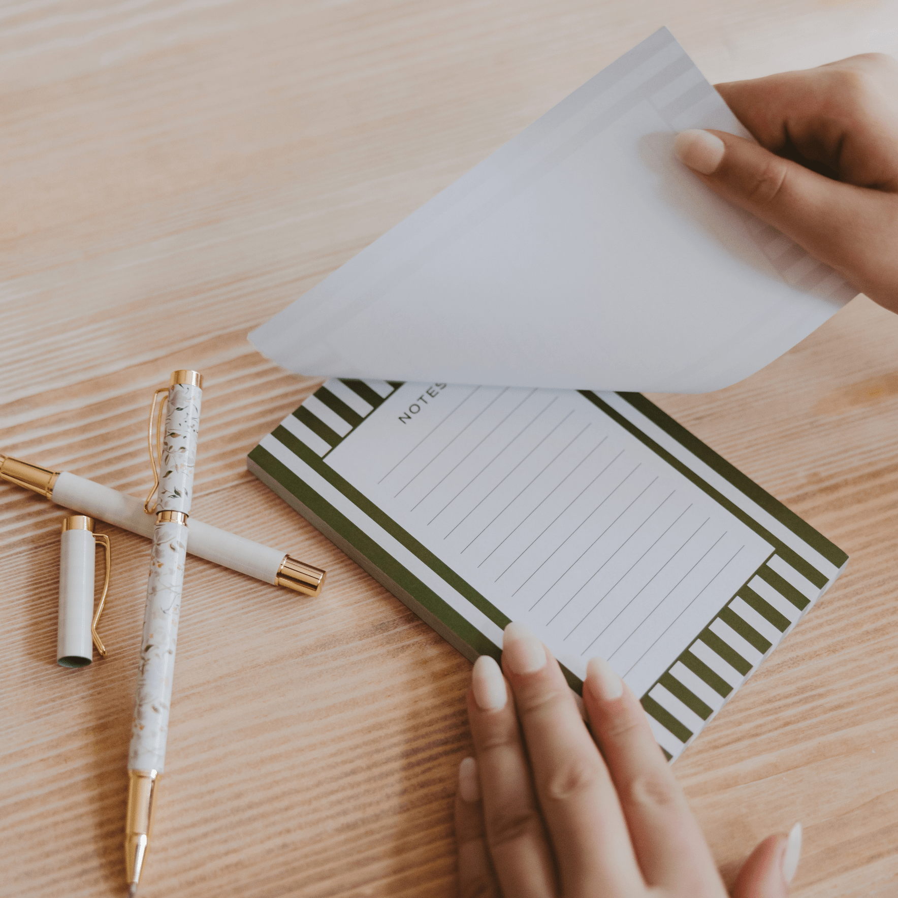 Green Striped Notepad