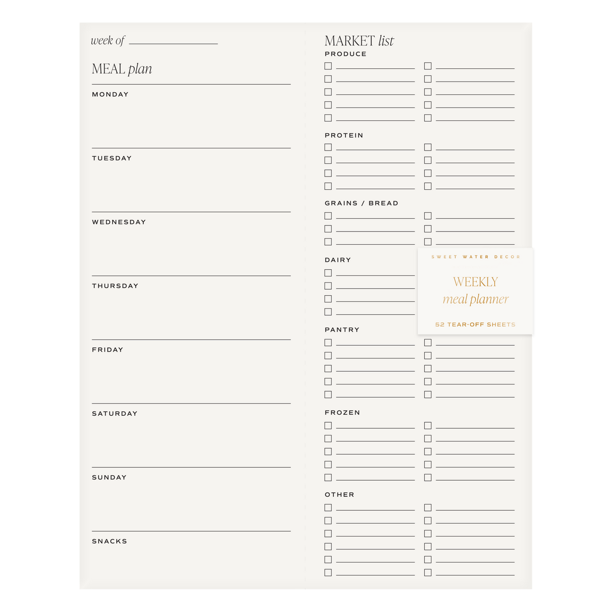 Weekly Meal Planner Notepad