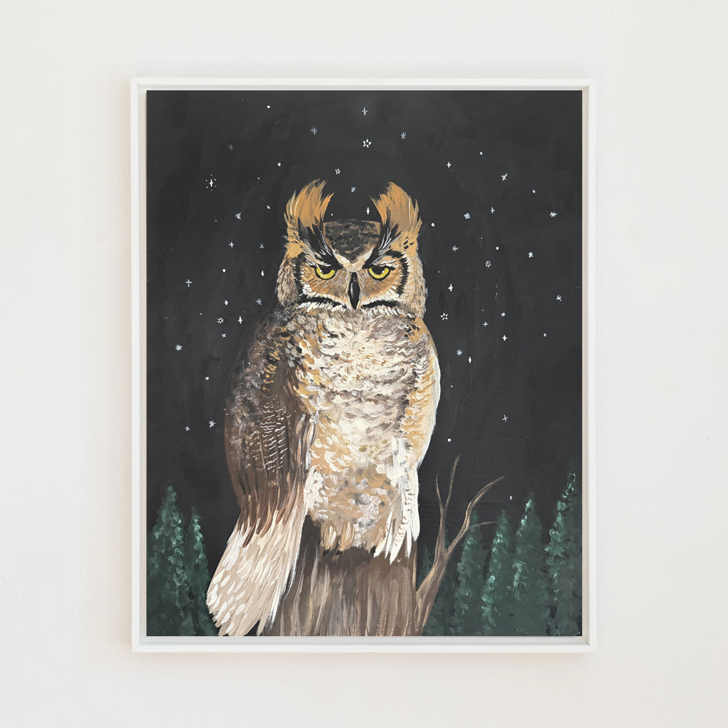 Night Watch Owl Canvas Wall Art