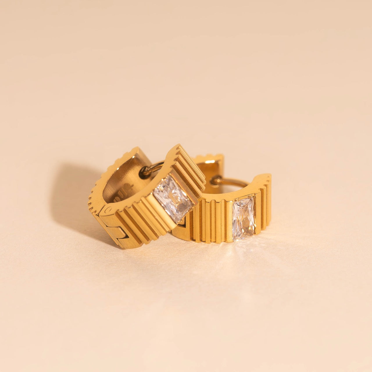 Textured Crystal Super Chunky Huggie Hoop Earrings