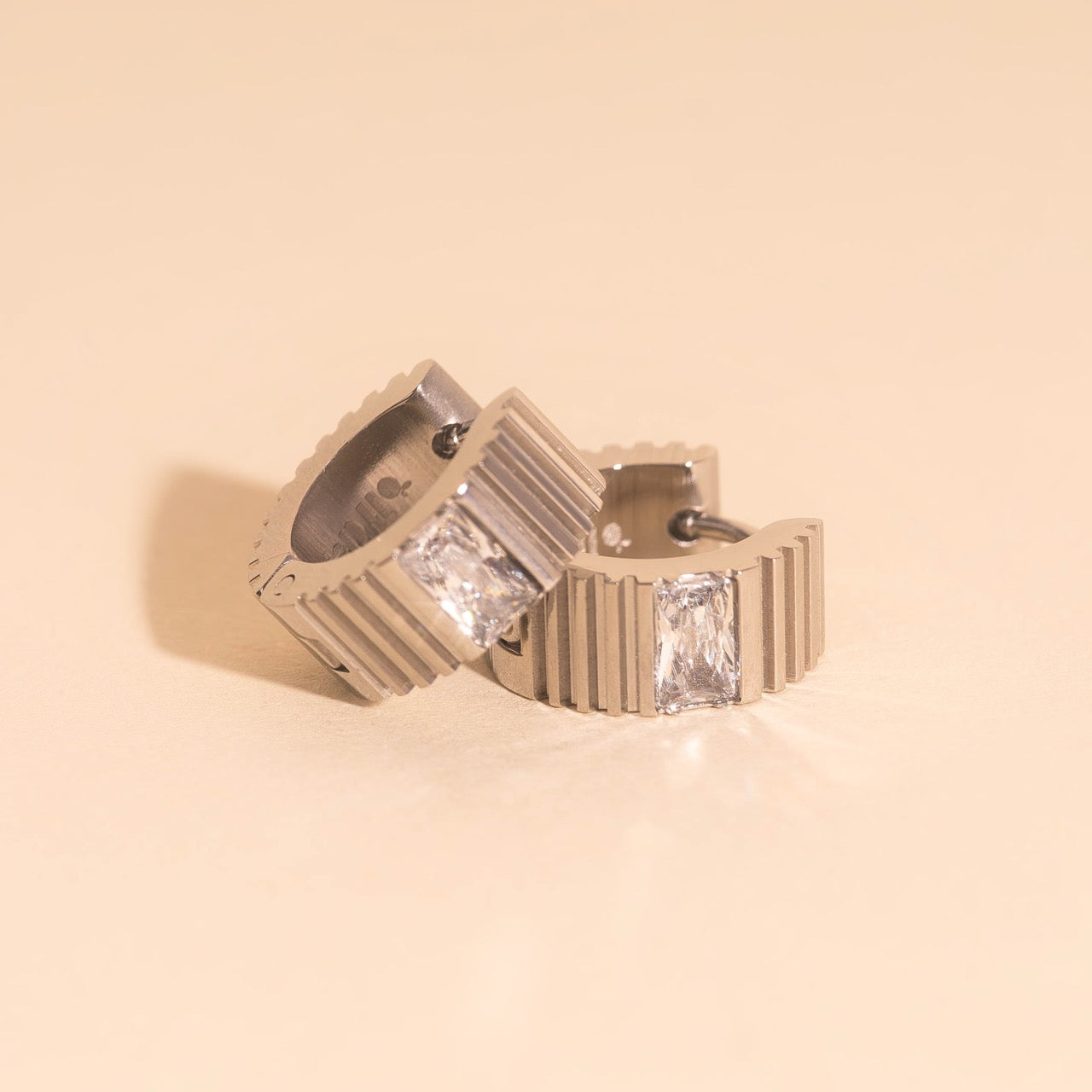 Textured Crystal Super Chunky Huggie Hoop Earrings