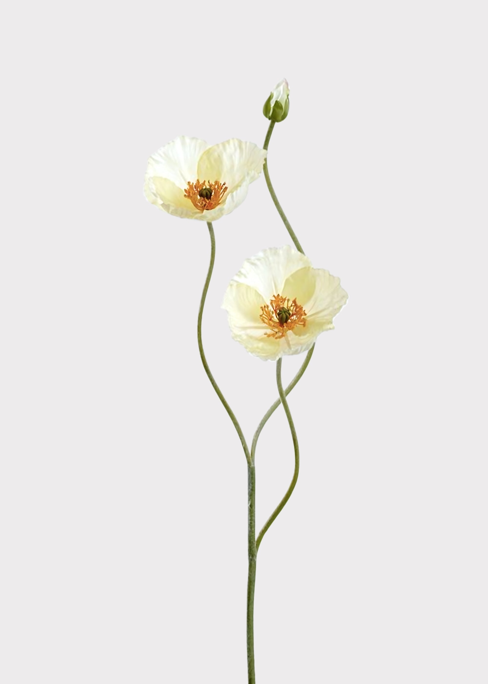 White Artificial Poppy Flowers - 29"