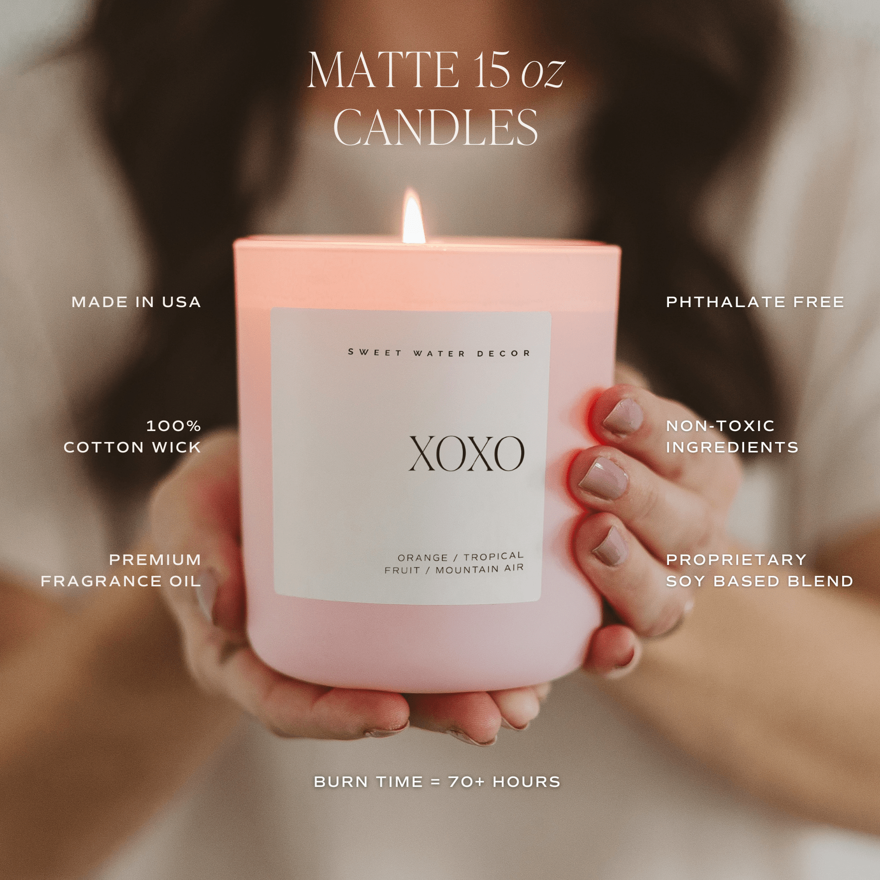 XOXO Soy Candle (15 oz Pink Matte Jar – Island Air)