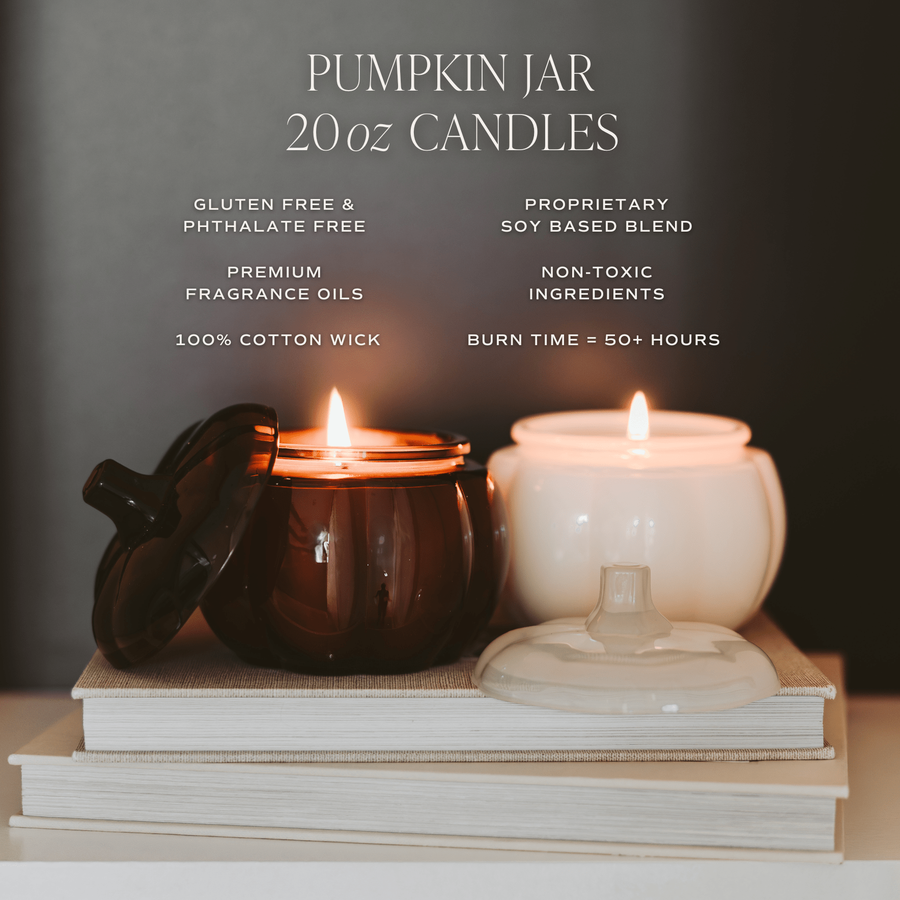 Hello Fall Soy Candle (20oz Amber Glass Pumpkin Jar)