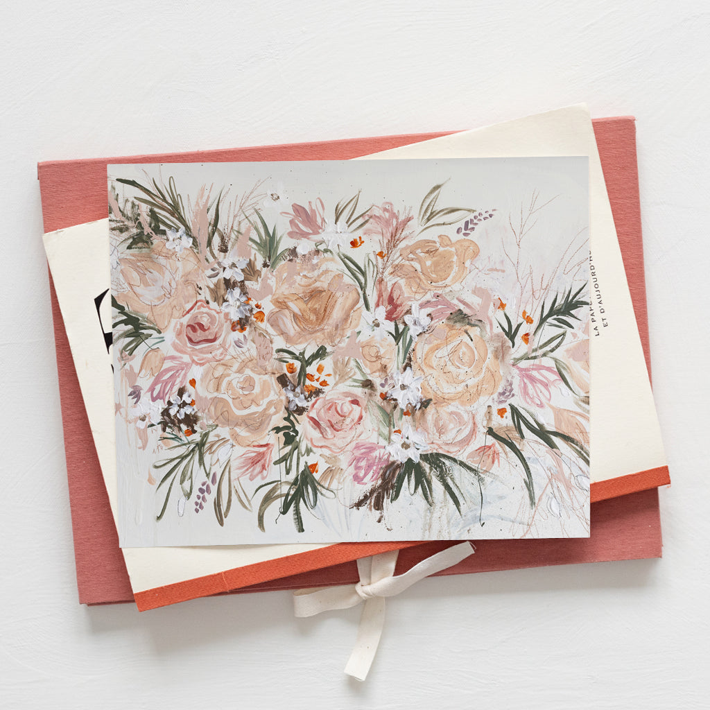 Peachy Dutch Floral Canvas Wall Art . Rectangle