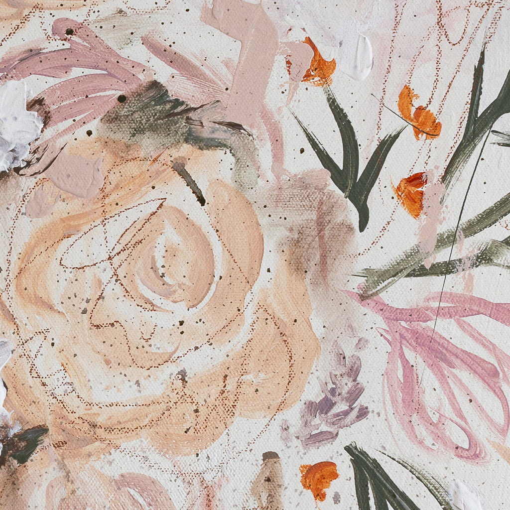 Peachy Dutch Floral Canvas Wall Art . Rectangle