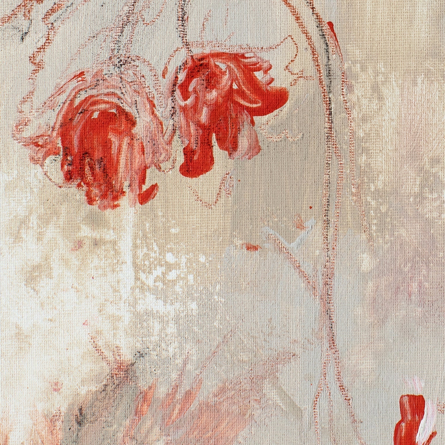 Poppies on Clay Canvas Wall Art . Rectangle