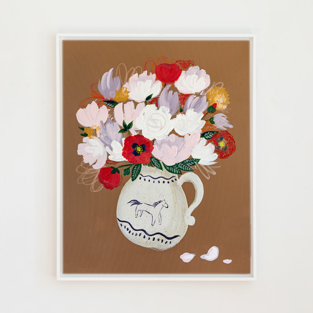 Bouquet in a Horse Vase Canvas Wall Art