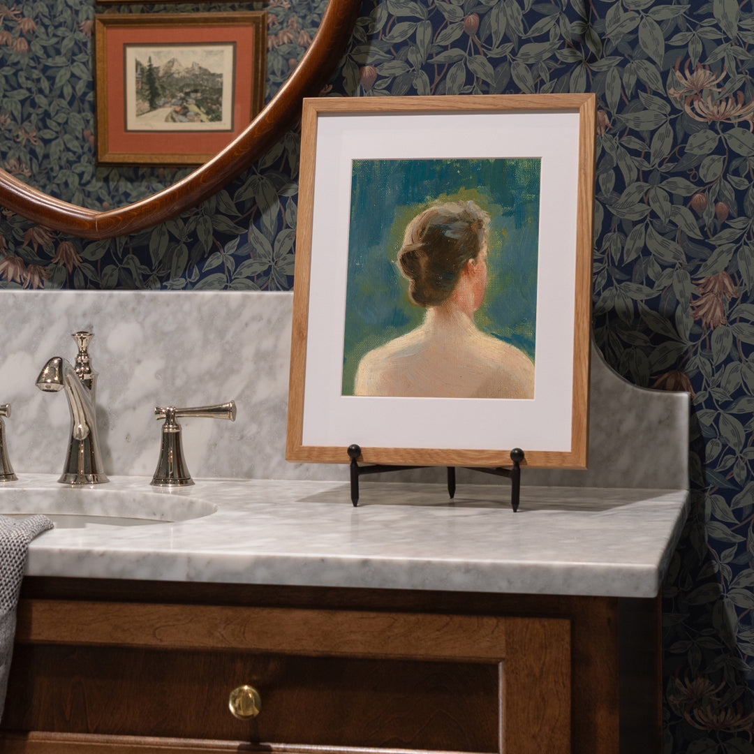Blue Green Portrait Luxe Art Print (Vintage Reproduction)