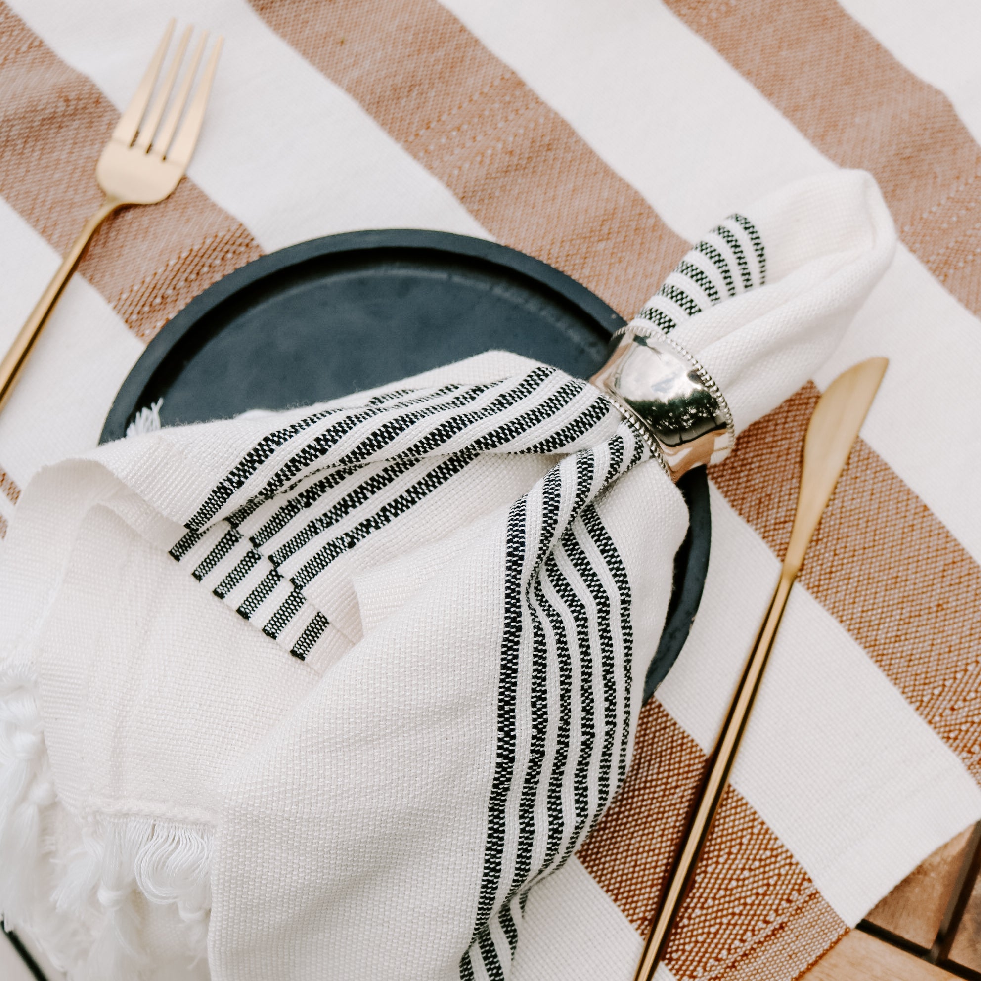 Turkish Cotton + Bamboo Hand Towel (Multi Stripes)