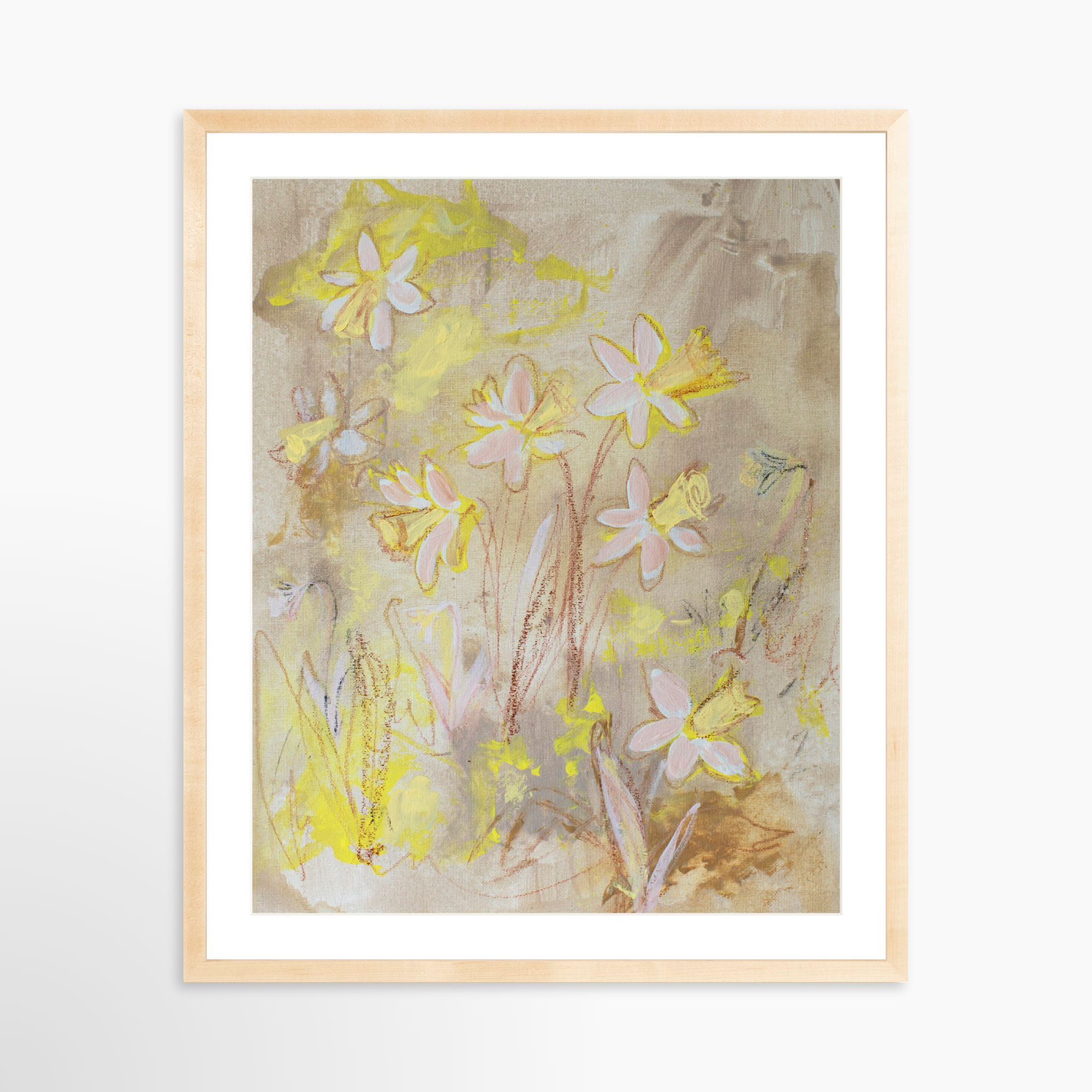 24x30 / Natural Frame + White Mat
