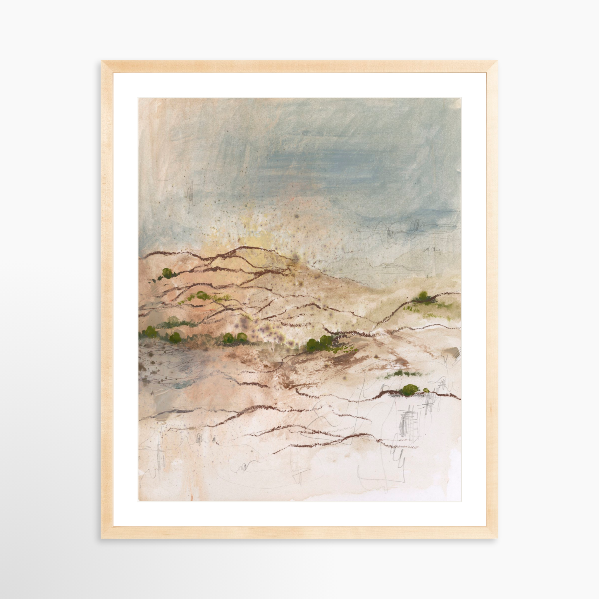 24x30 / Natural Frame + White Mat