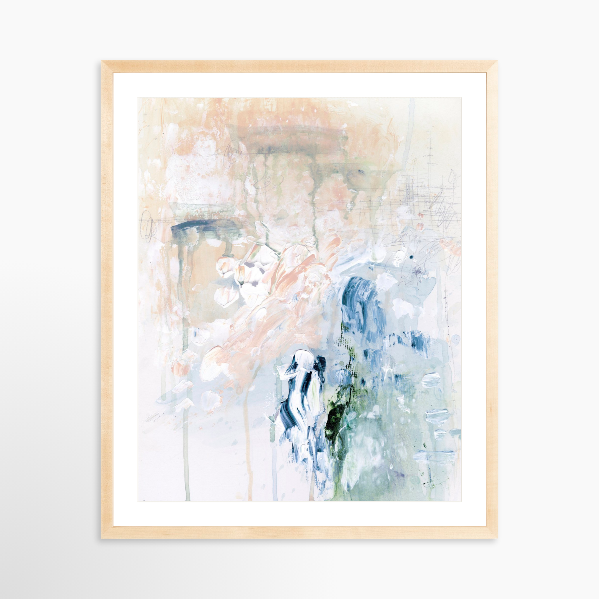 24x30 / Natural Frame + White Mat