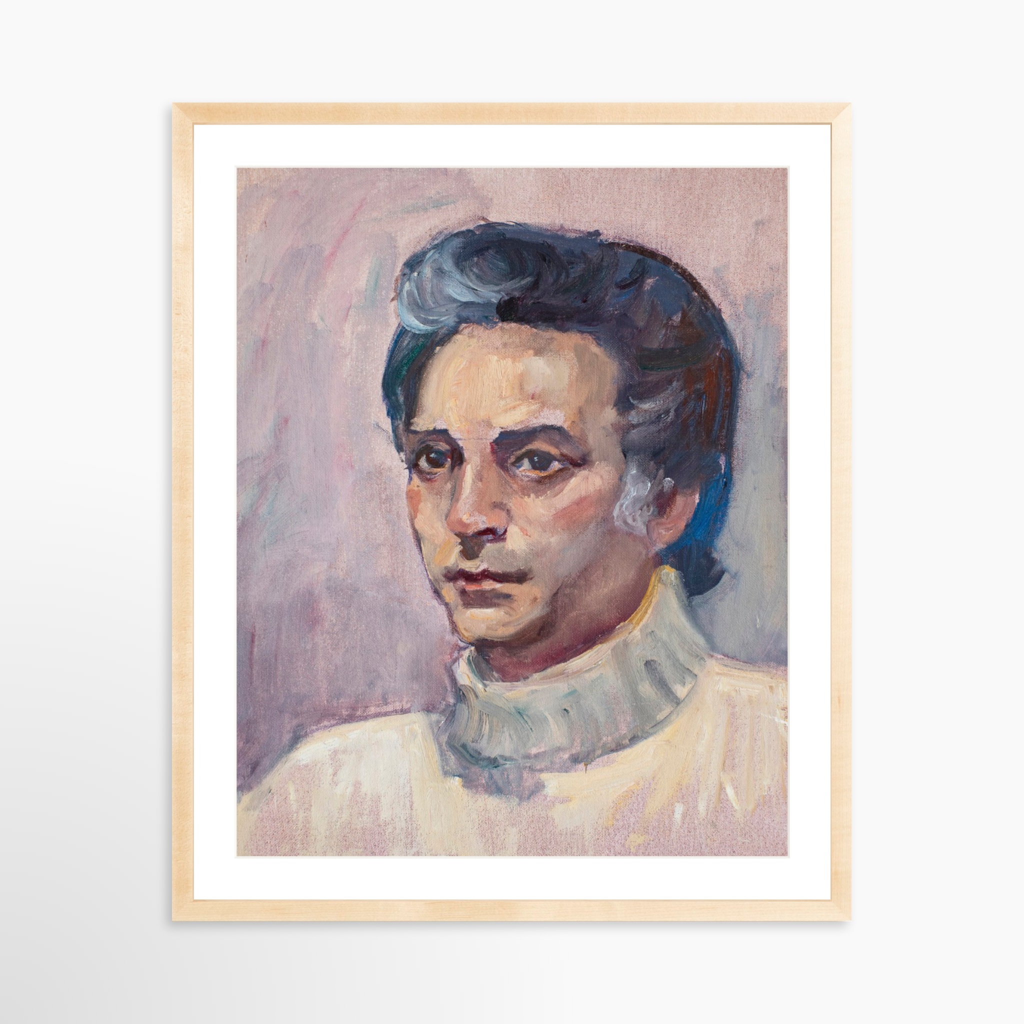 24x30 / Natural Frame + White Mat