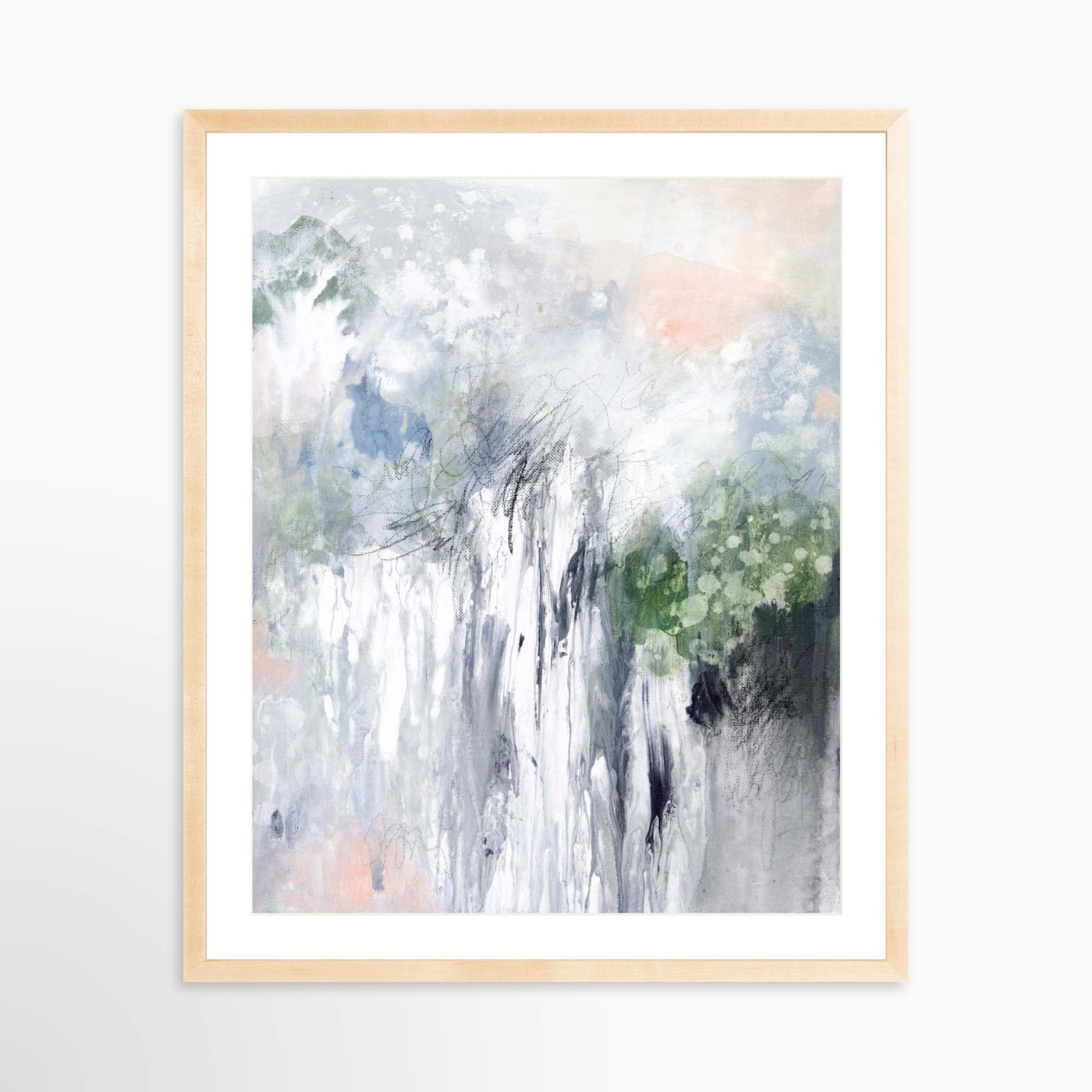 24x30 / Natural Frame + White Mat