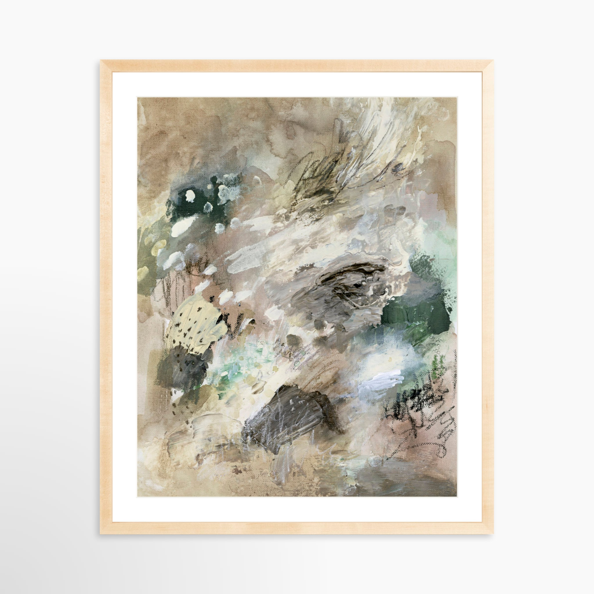 24x30 / Natural Frame + White Mat