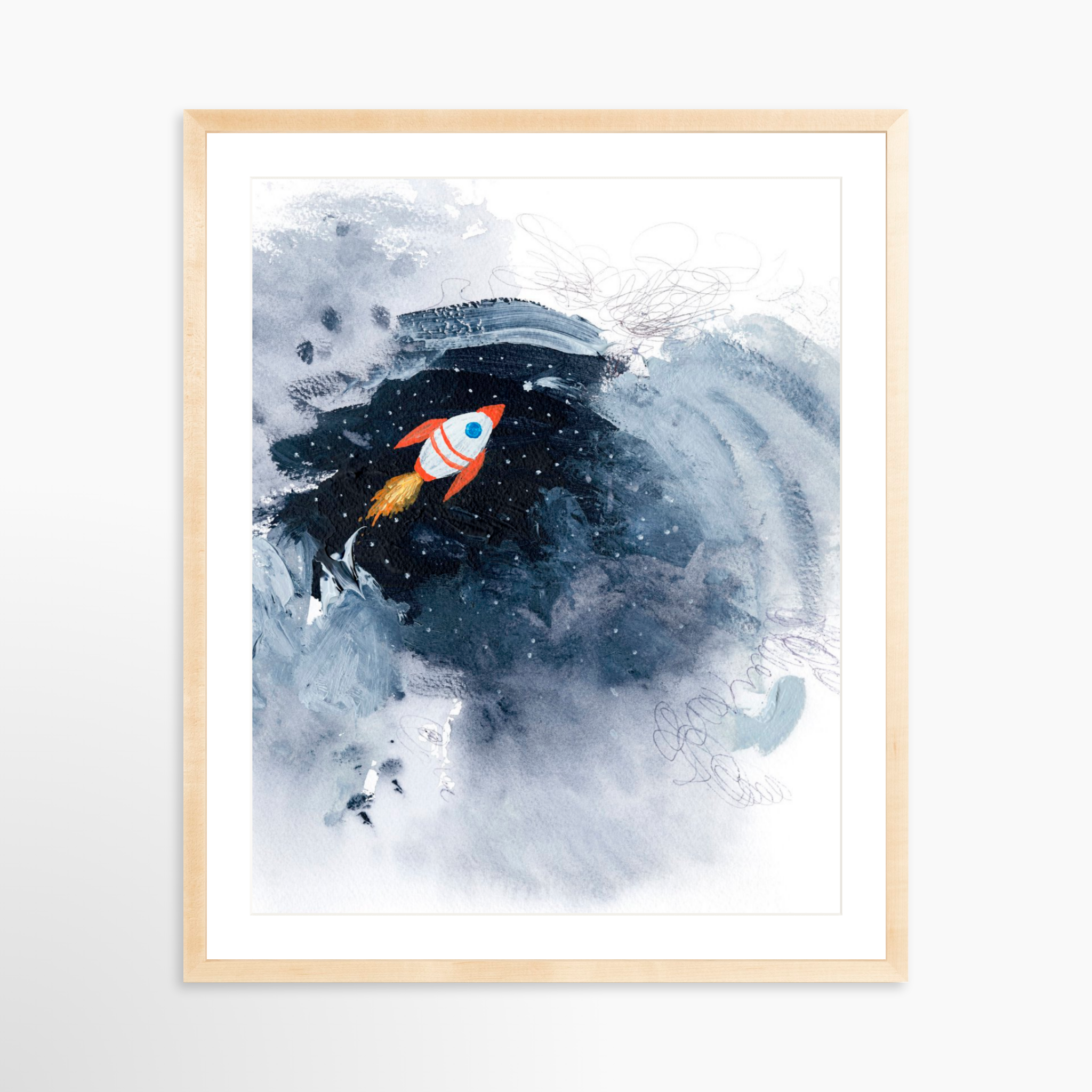 24x30 / Natural Frame + White Mat