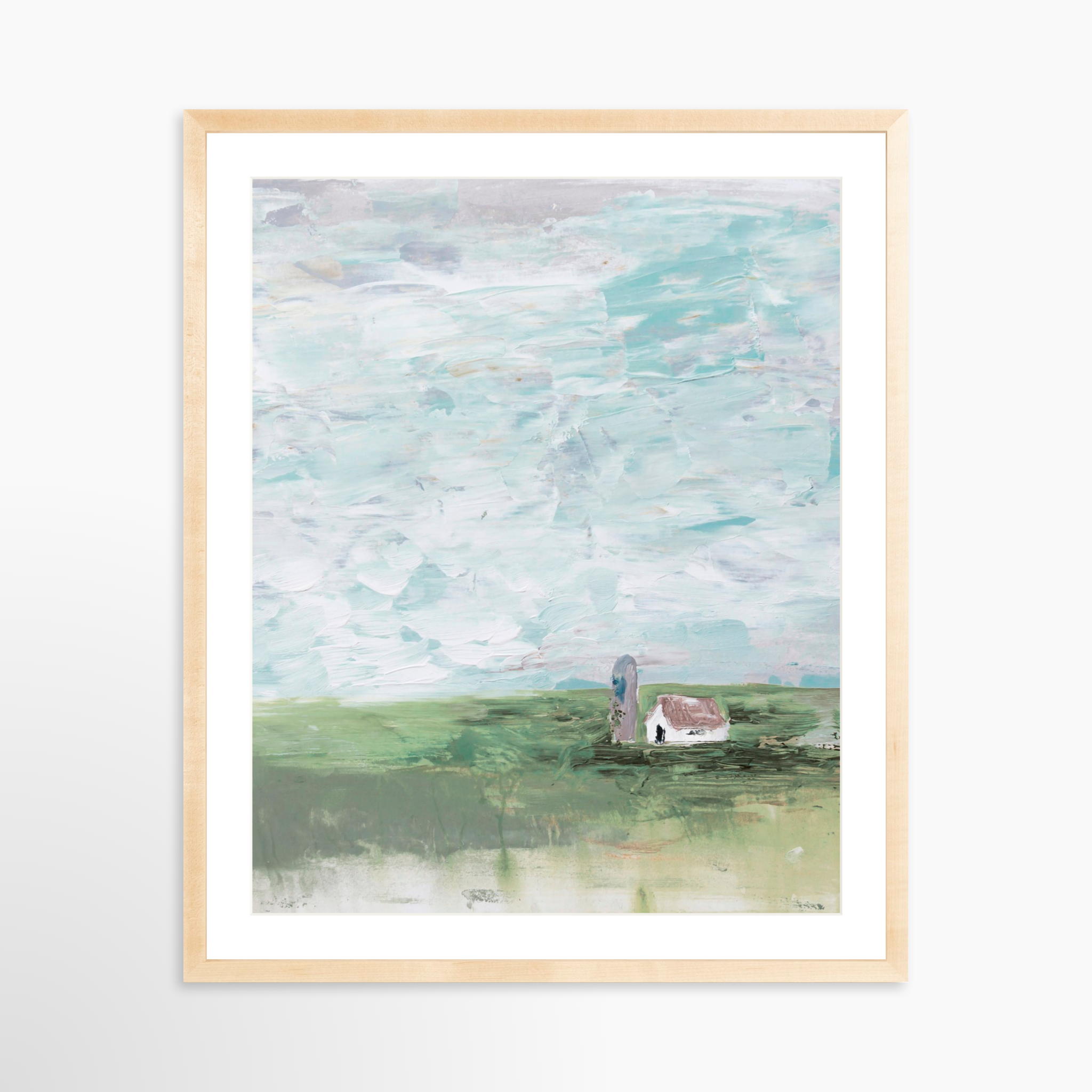 24x30 / Natural Frame + White Mat