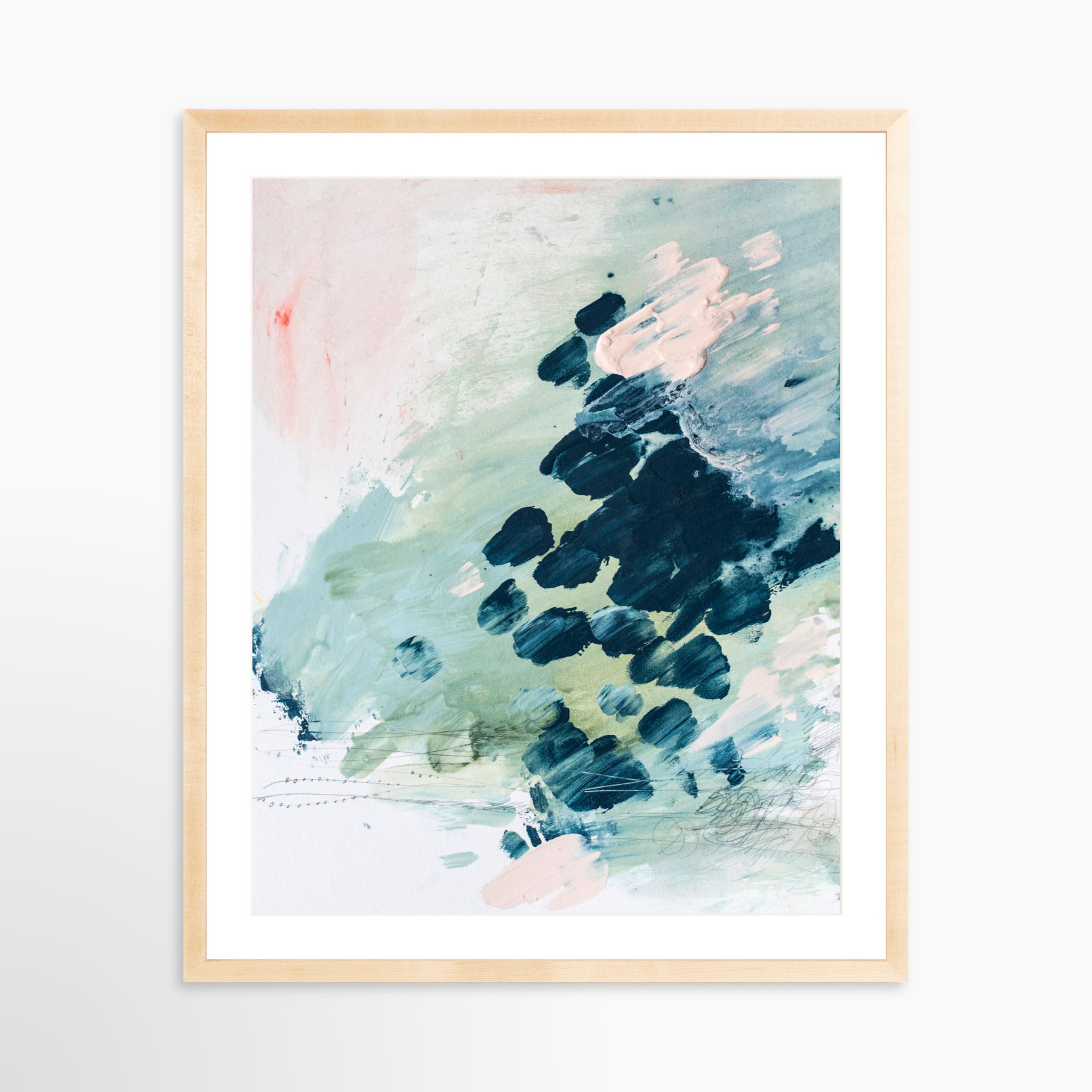 24x30 / Natural Frame + White Mat