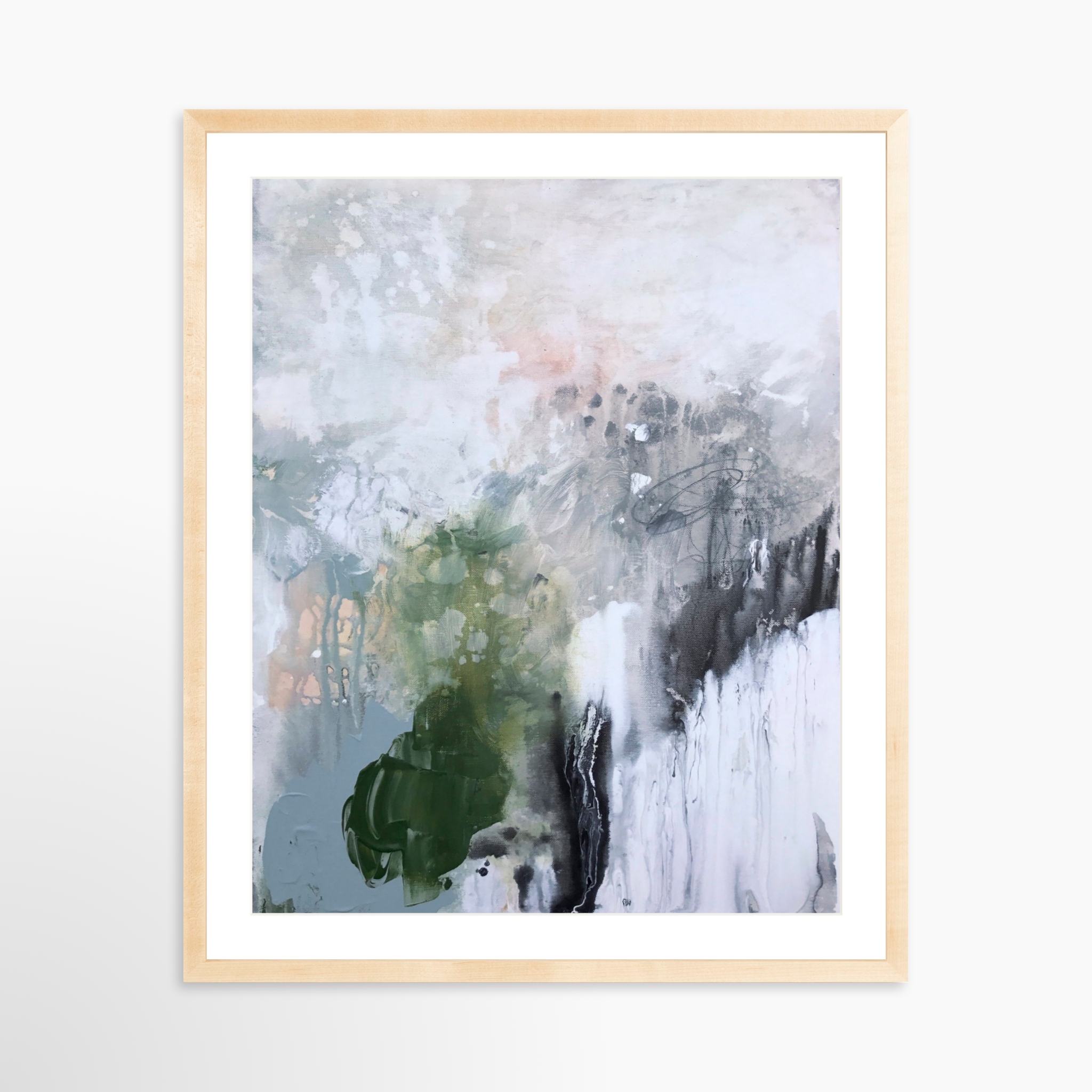 24x30 / Natural Frame + White Mat