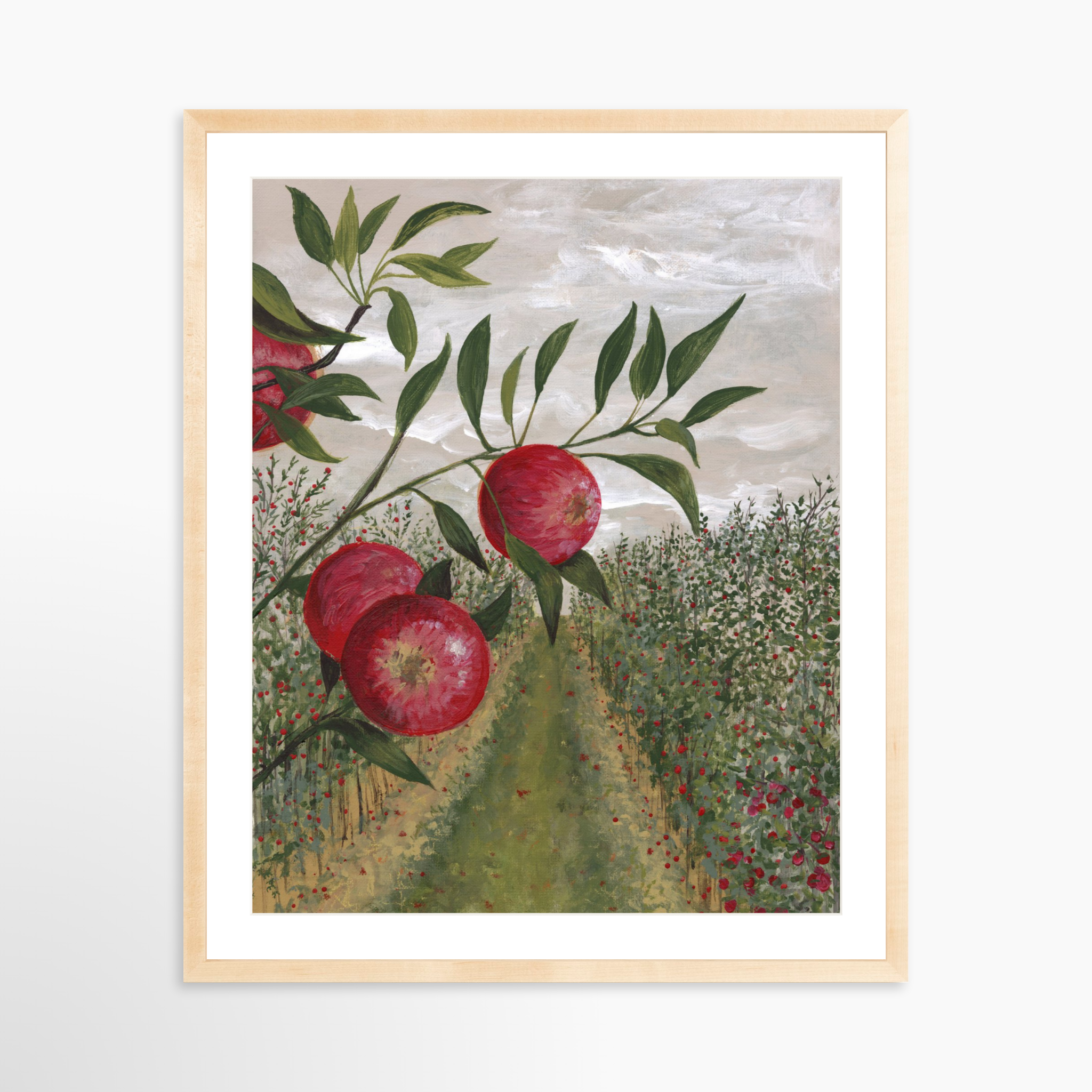 24x30 / Natural Frame + White Mat