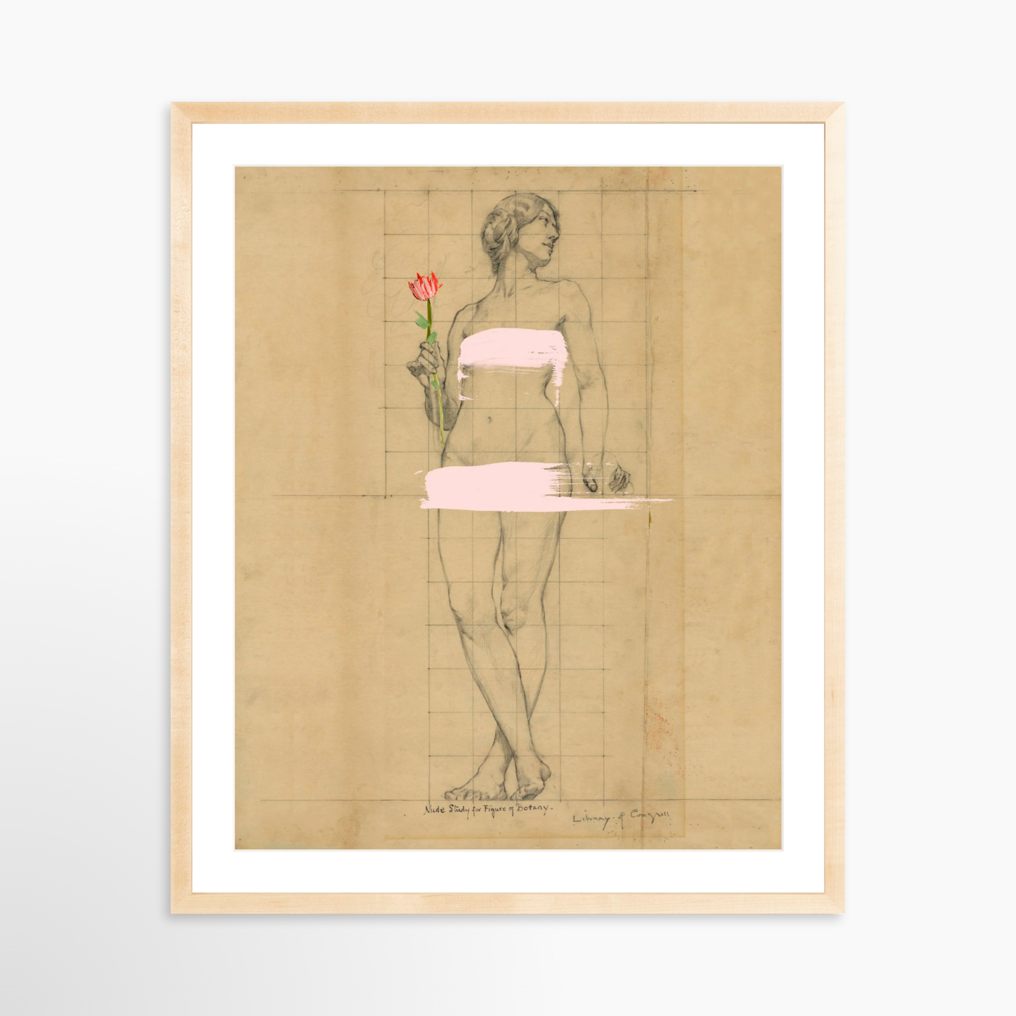 24x30 / Natural Frame + White Mat