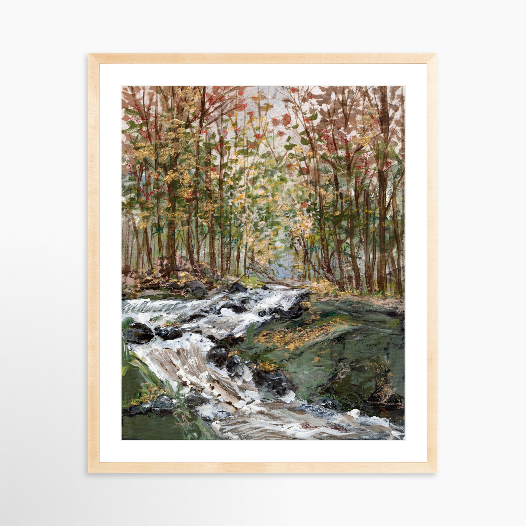 24x30 / Natural Frame + White Mat