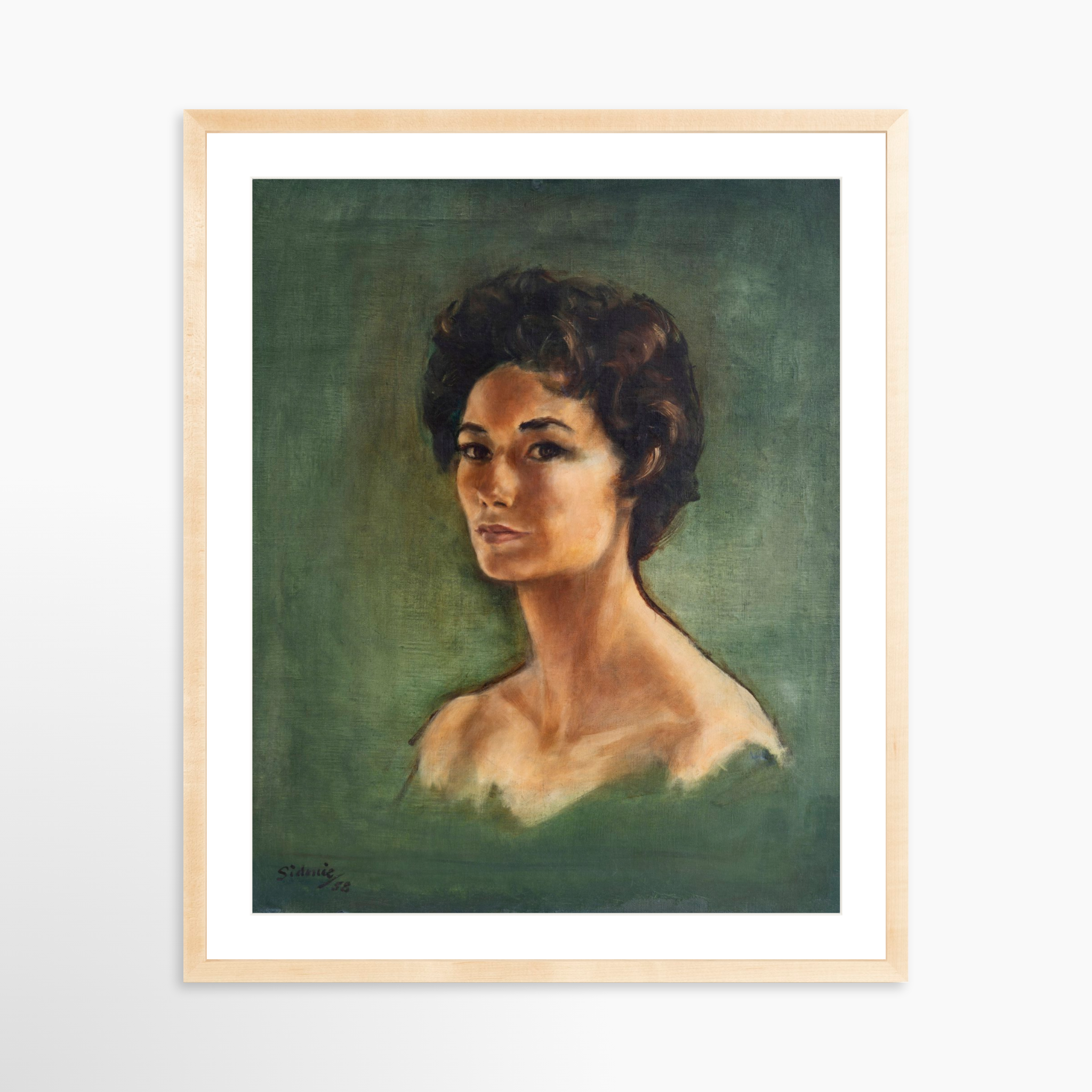 24x30 / Natural Frame + White Mat