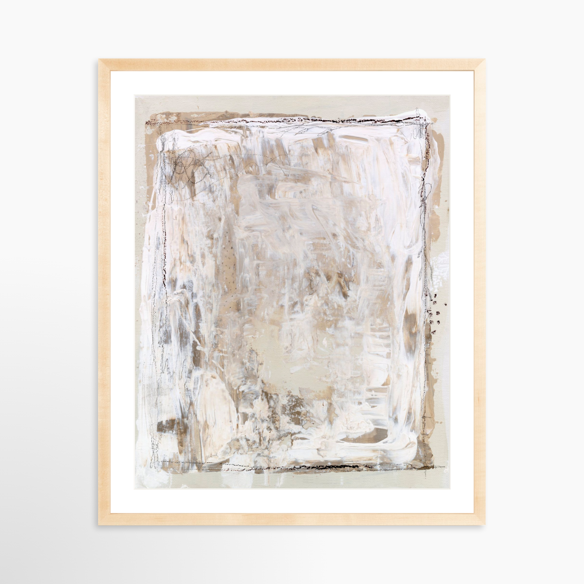 24x30 / Natural Frame + White Mat