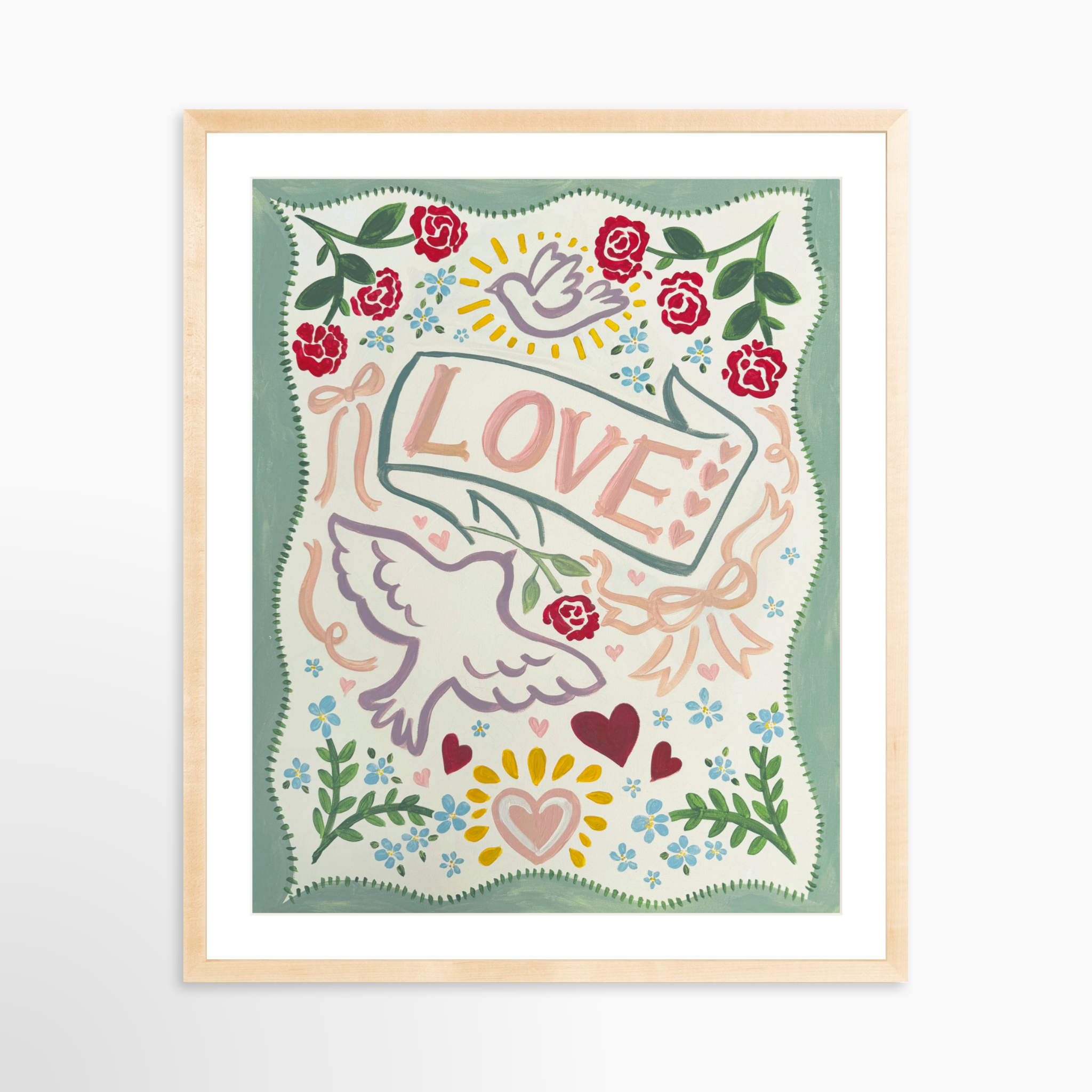 24x30 / Natural Frame + White Mat