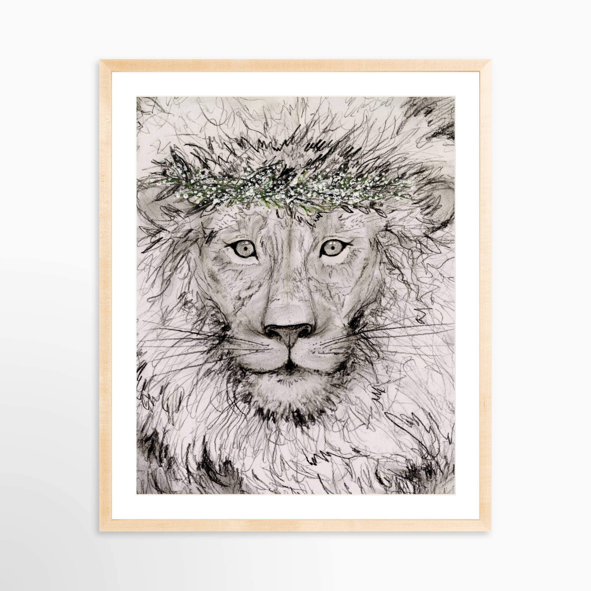 24x30 / Natural Frame + White Mat