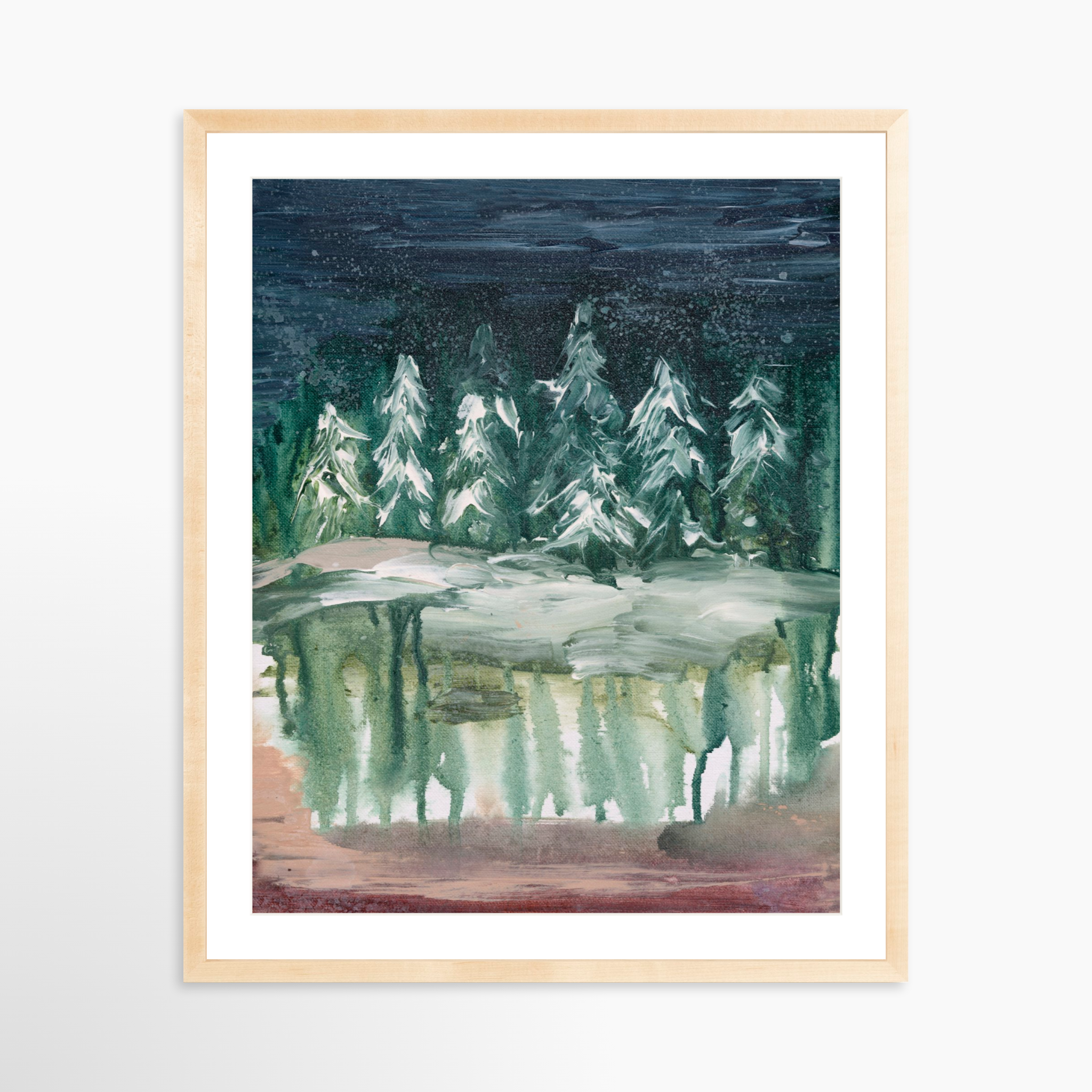 24x30 / Natural Frame + White Mat