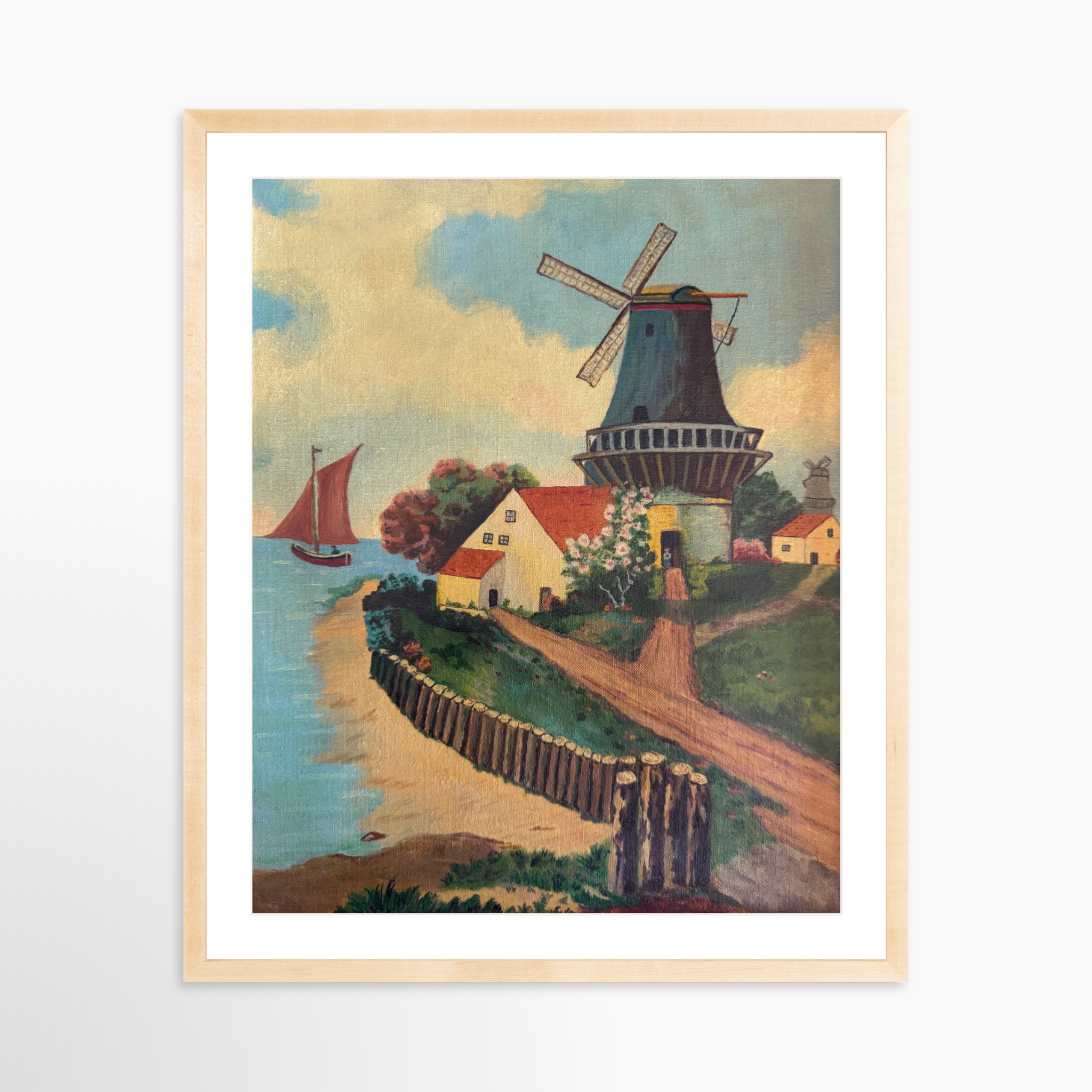 24x30 / Natural Frame + White Mat