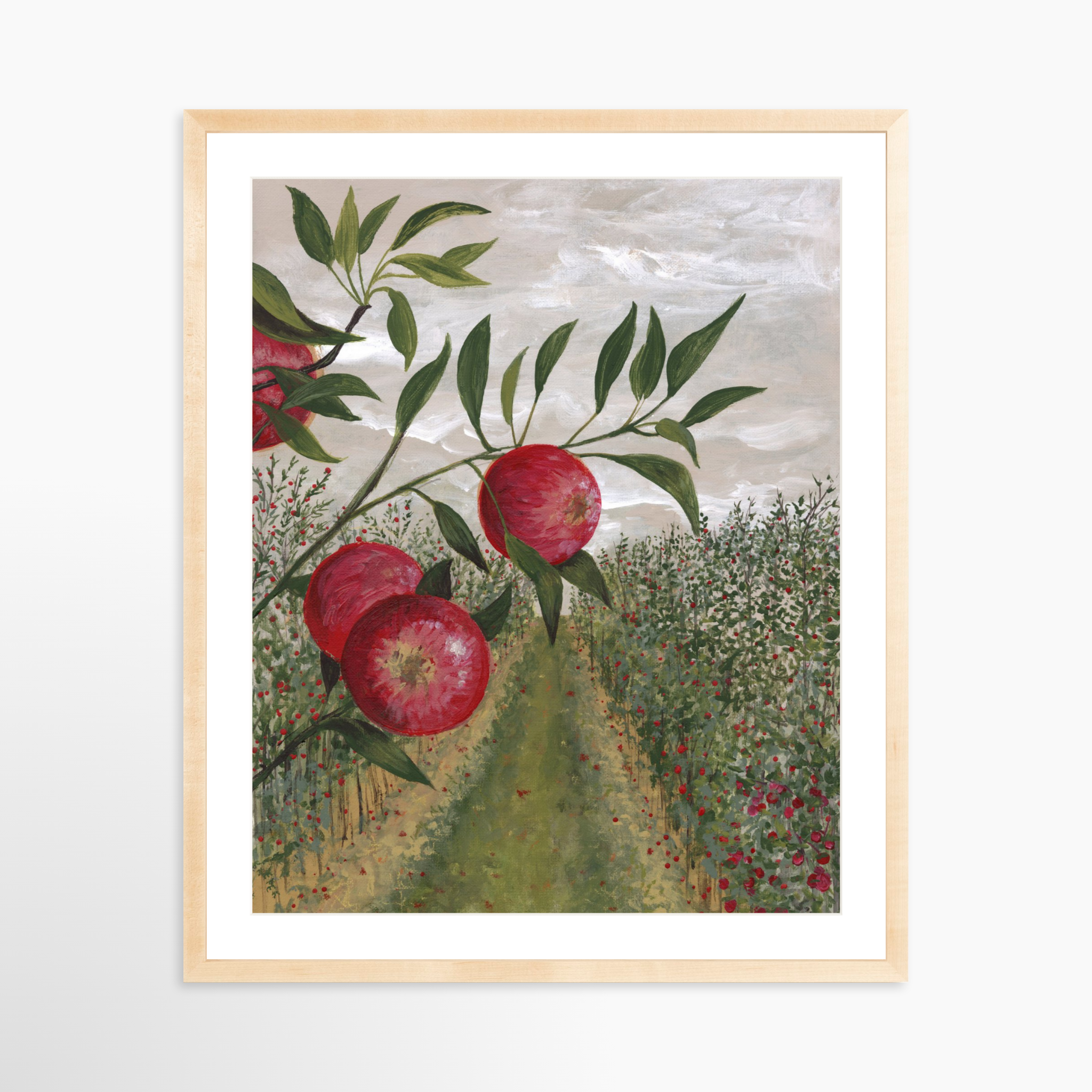 24x30 / Natural Frame + White Mat