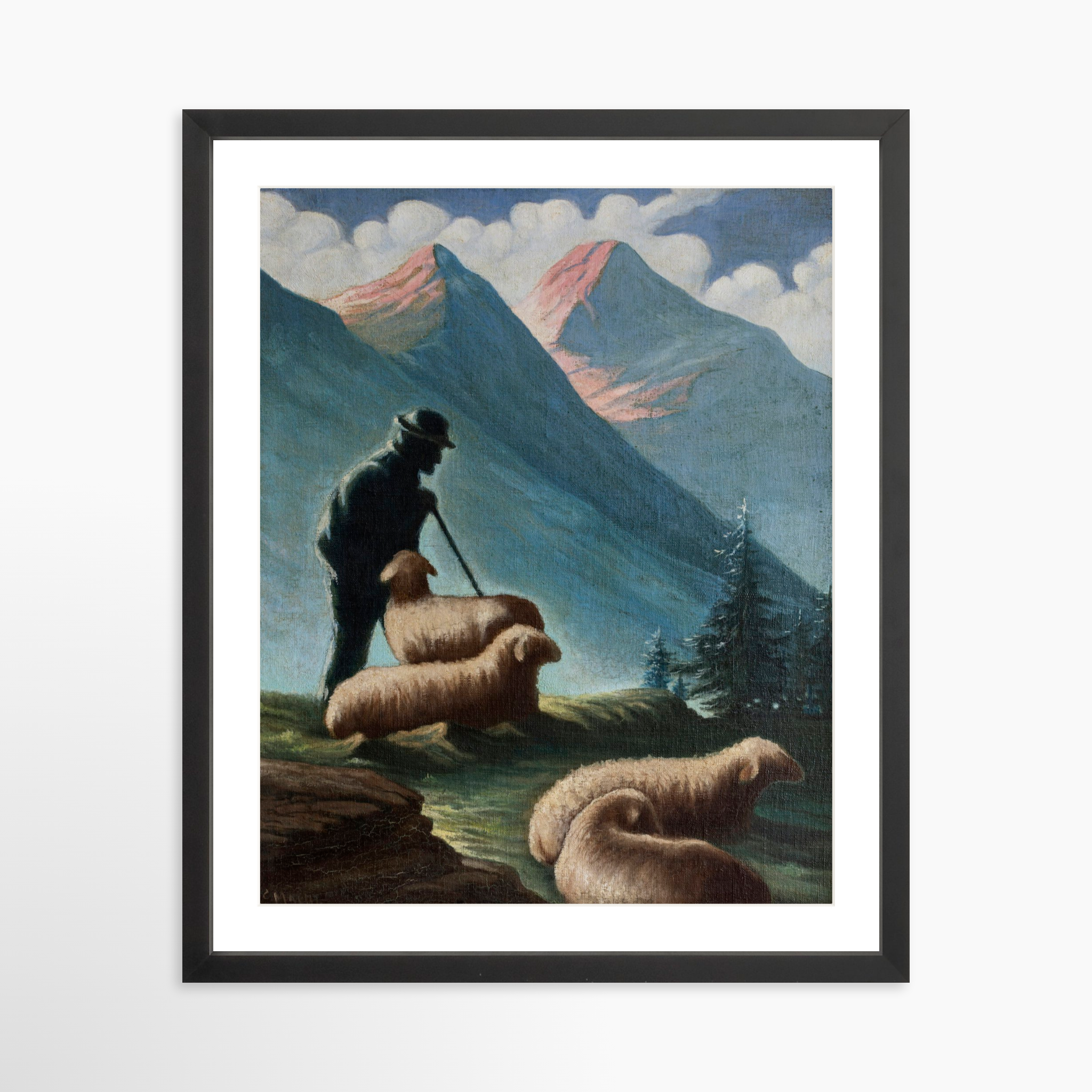 16x20 / Black Frame + White Mat